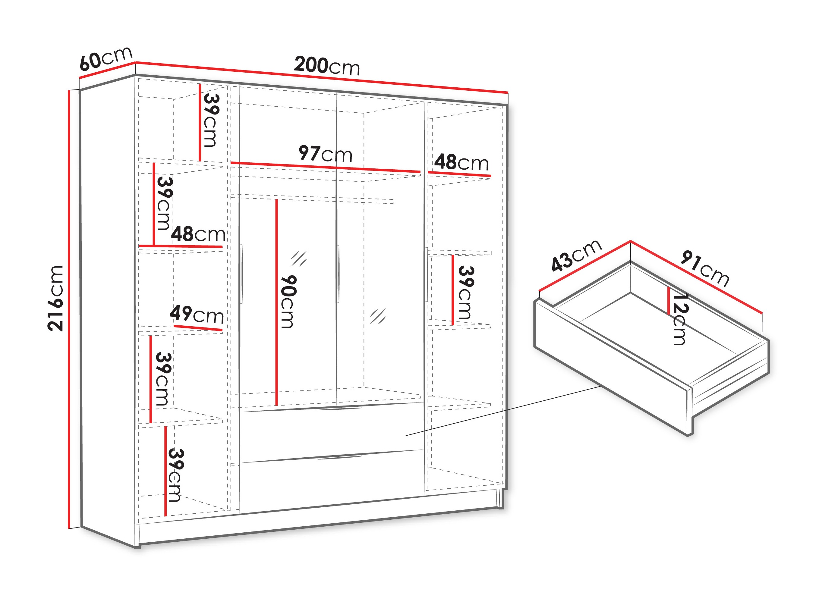 Gardróbszekrény Closico 201 (Fehér)