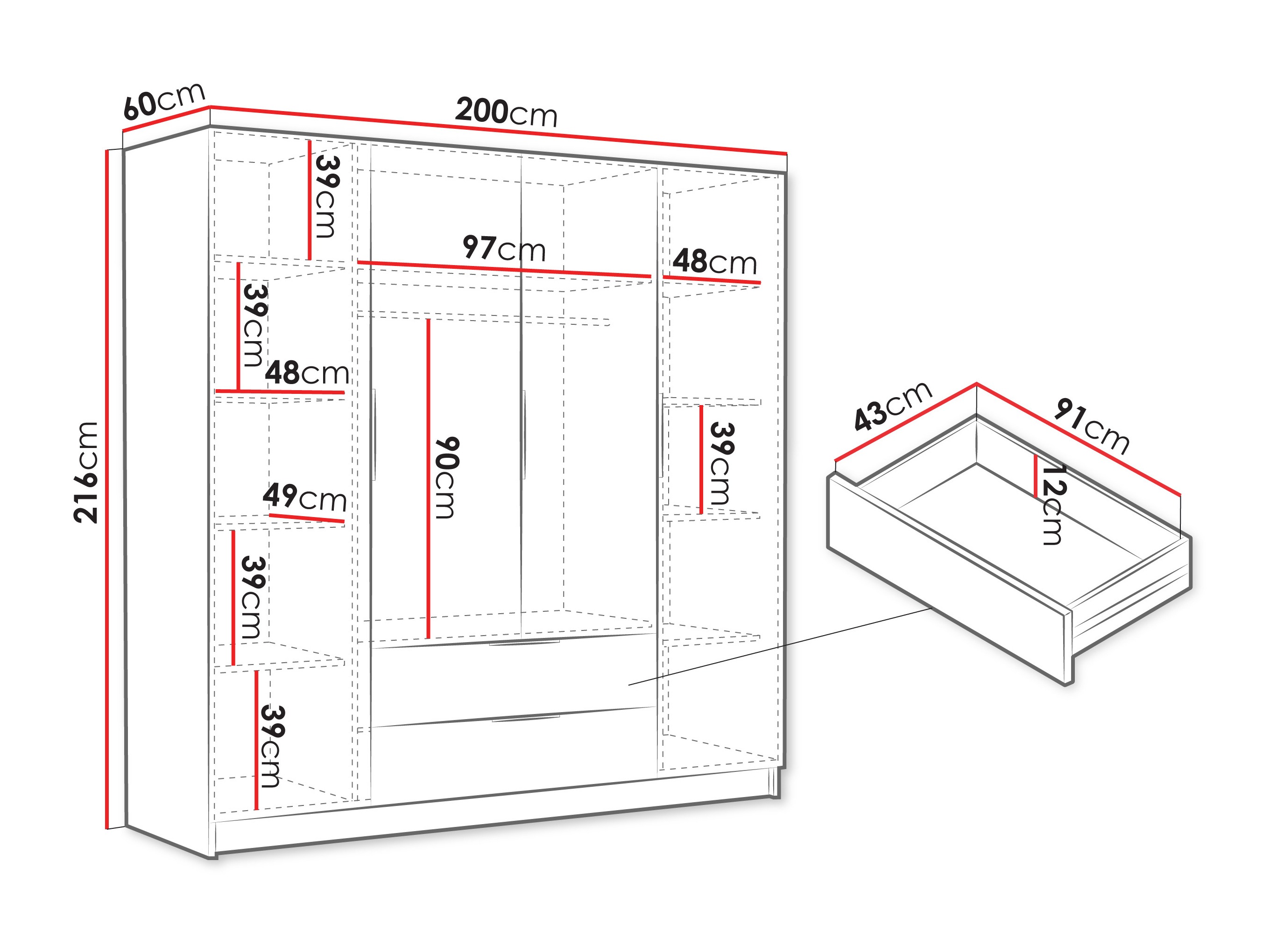 Gardróbszekrény Closico Cadron I (Kasmír)