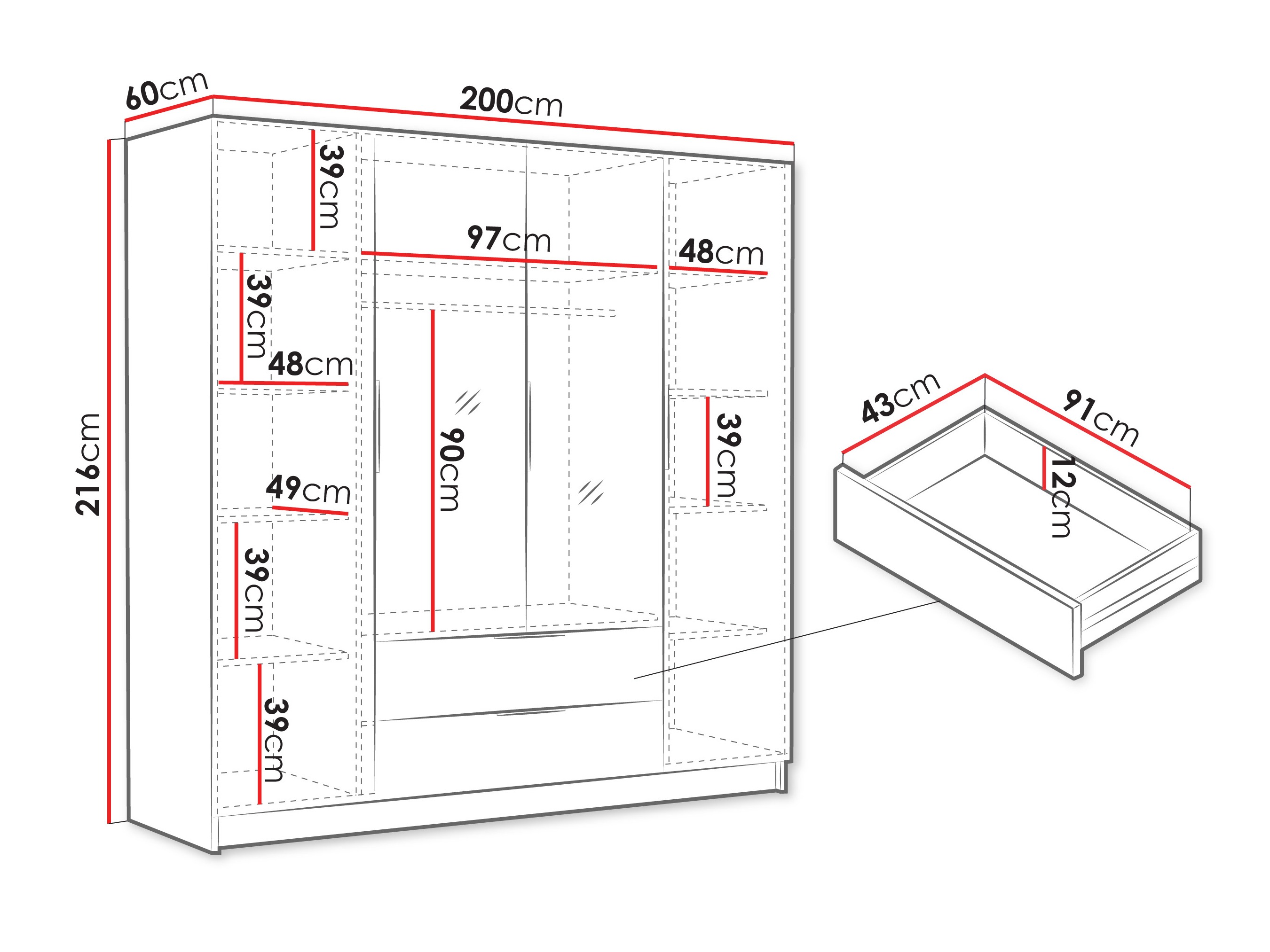 Gardróbszekrény Closico Cadron II (Kasmír)
