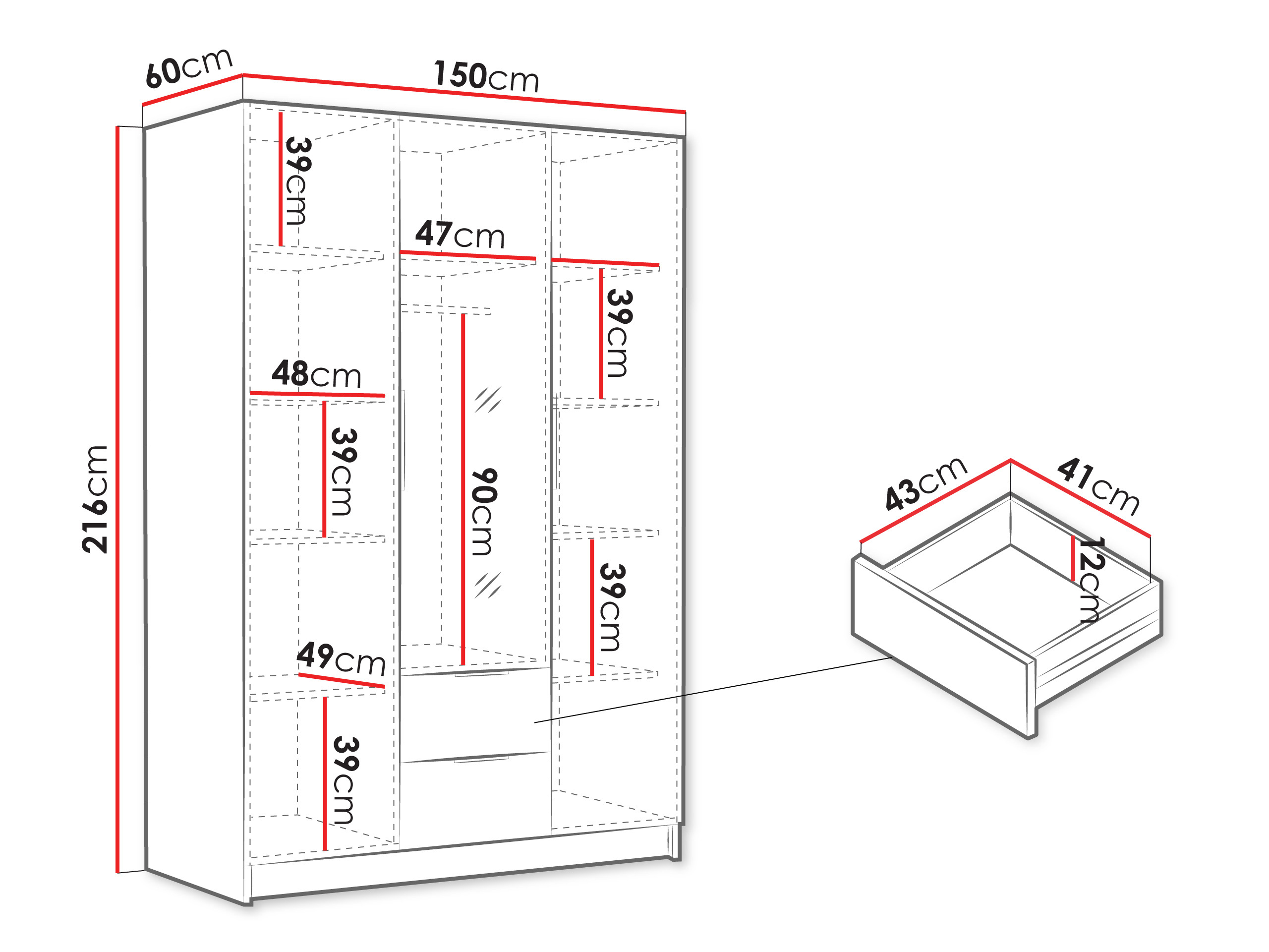 Gardróbszekrény Closico Calvron II (Fehér)