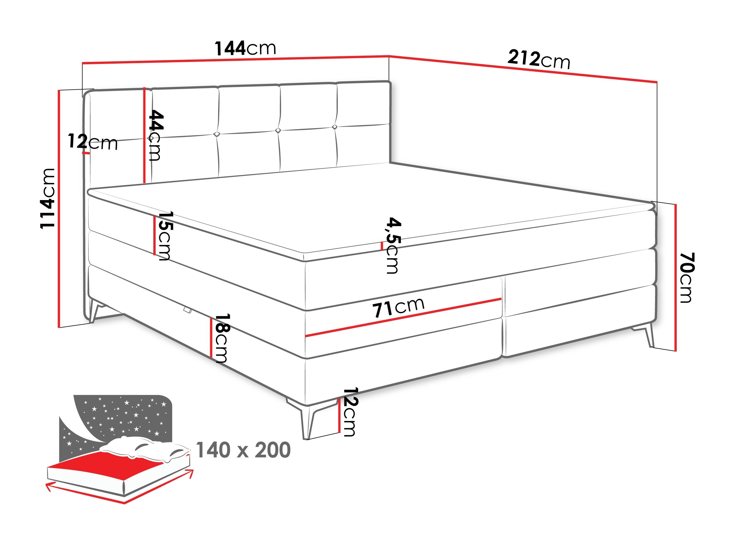 Kontinentális ágy Reston 100