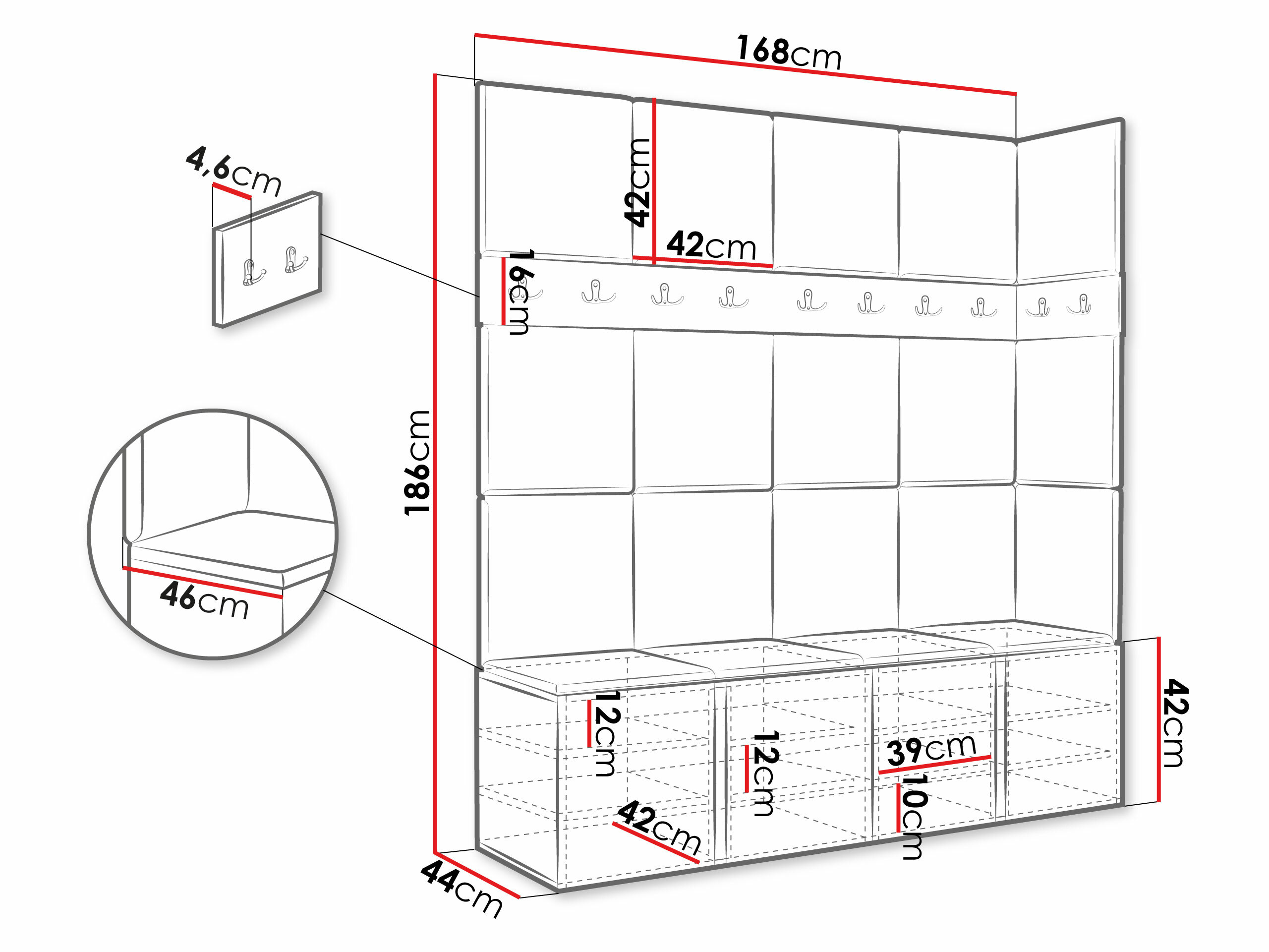 Előszoba garnitúra Pinis II (Fehér)