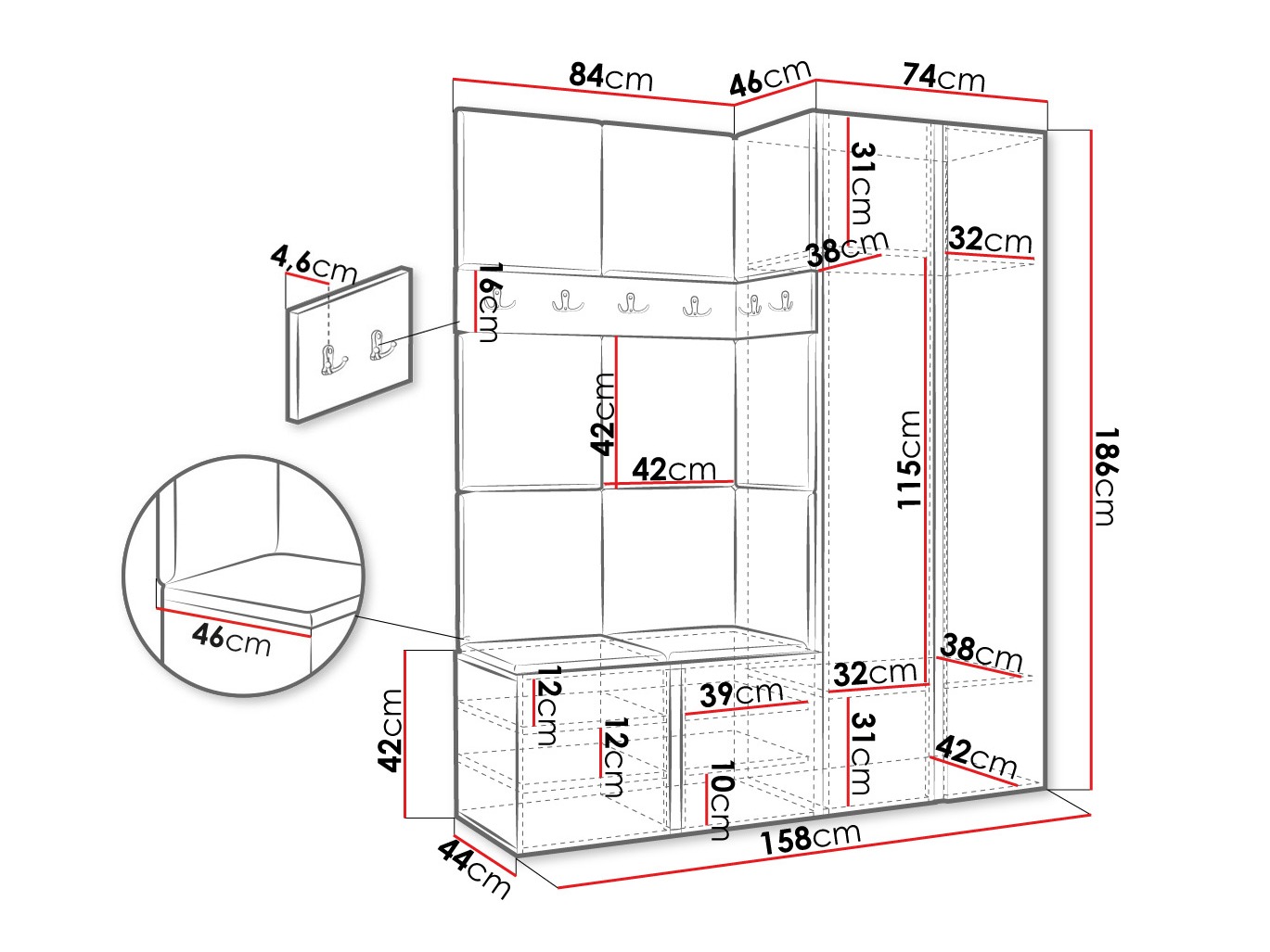Előszoba garnitúra Pinis III (Kasmír)