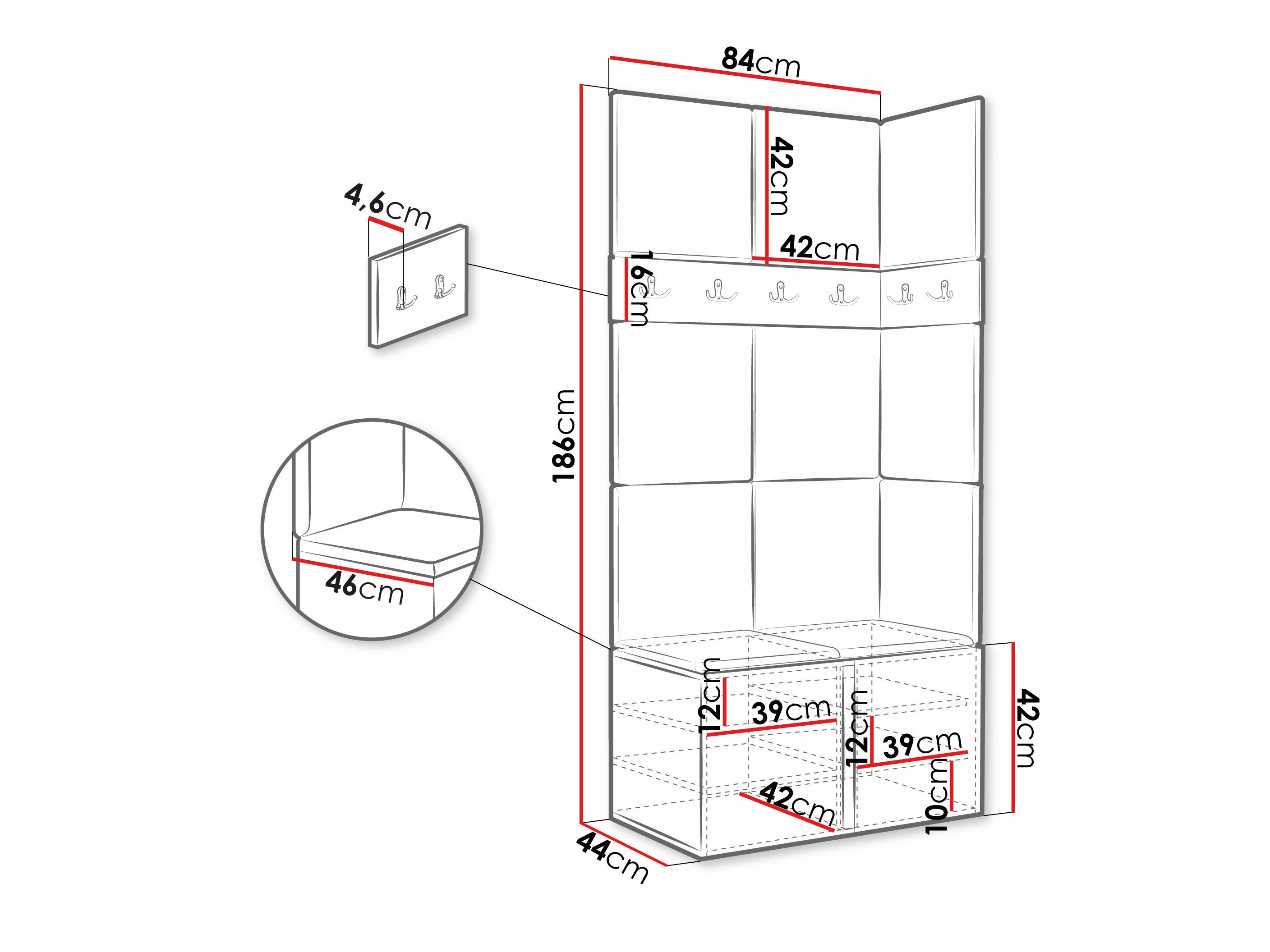 Előszoba garnitúra Pinis I (Fehér)