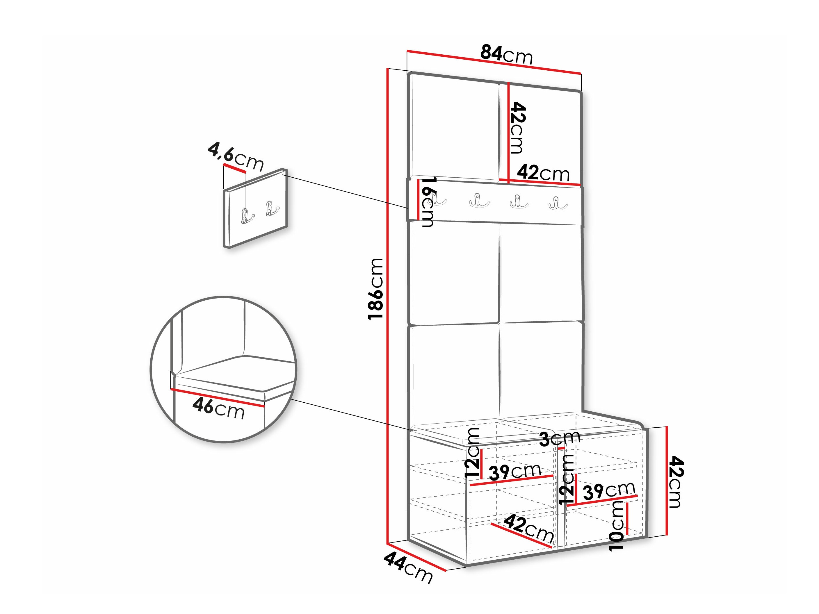 Előszoba garnitúra Pinis IV (Fehér)