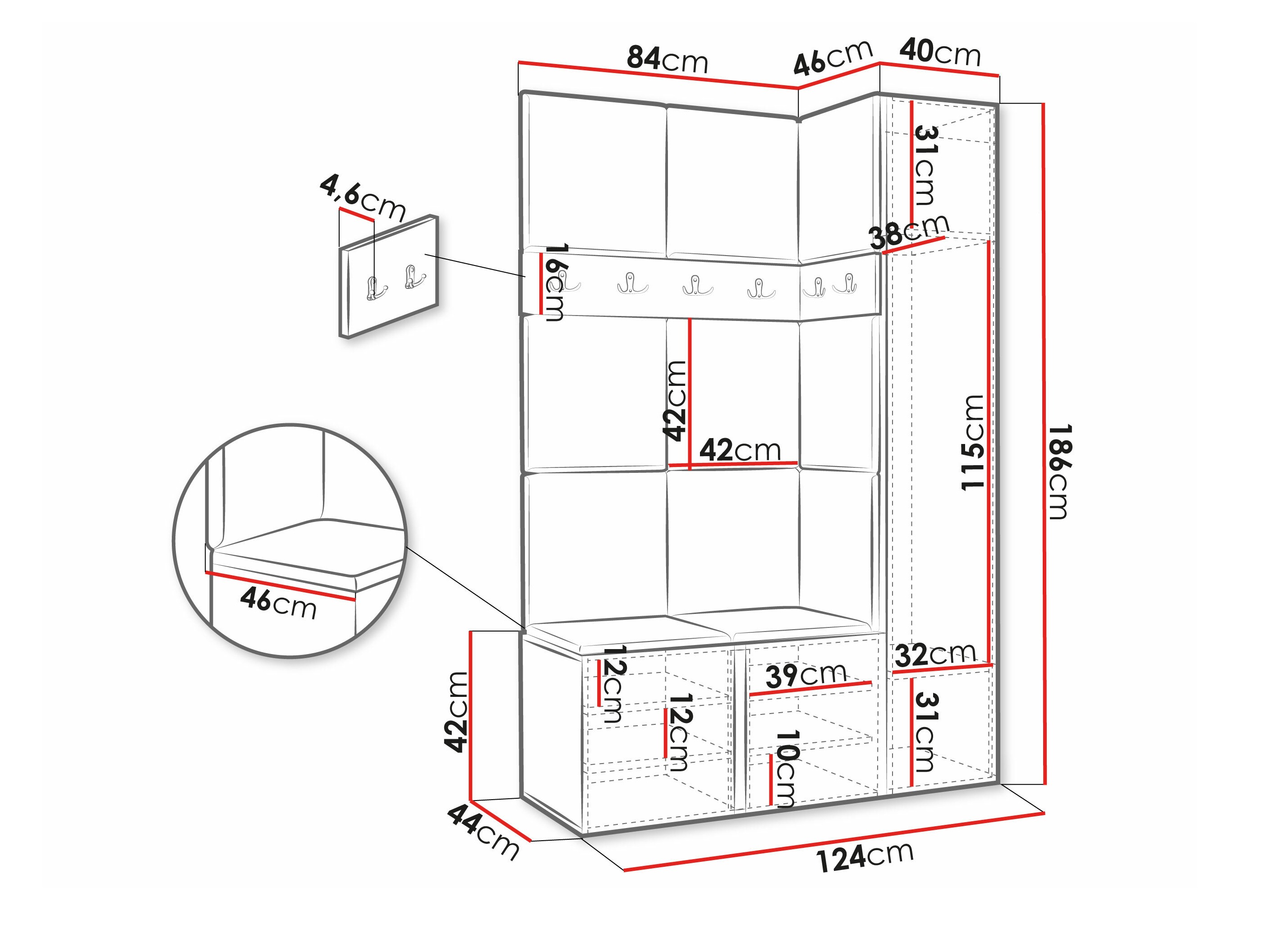 Előszoba garnitúra Hartford 471 (Fehér)