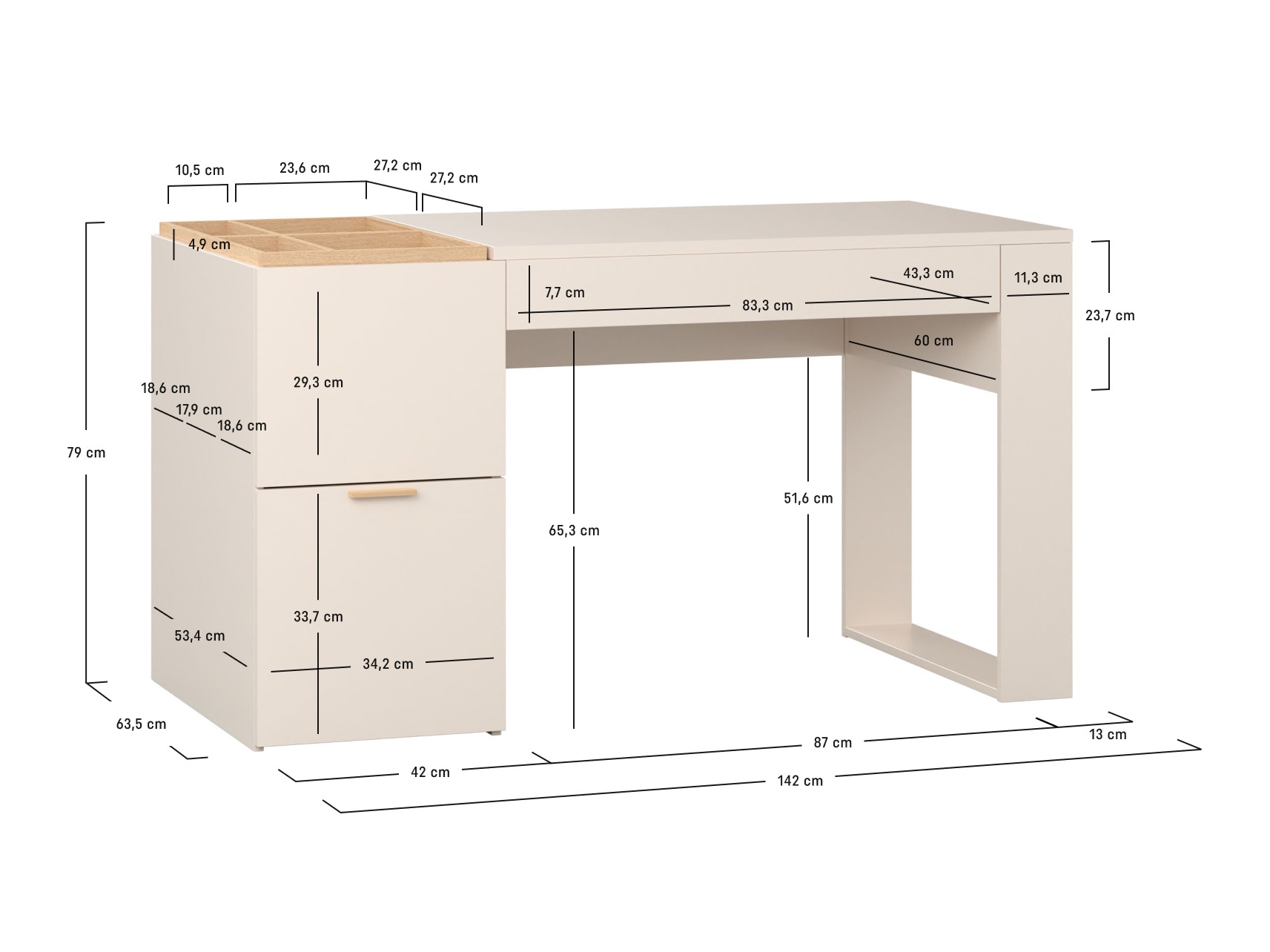 Íróasztal Veldalo 104 (Világos tölgy)