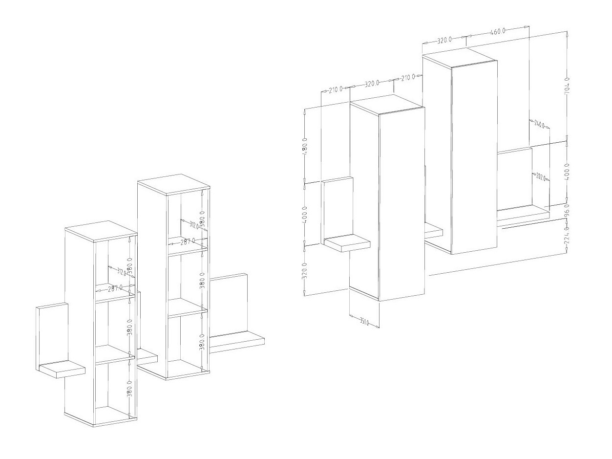 Fali szekrény Lutiva 101 (Matera szürke + Sötét lucfenyő)
