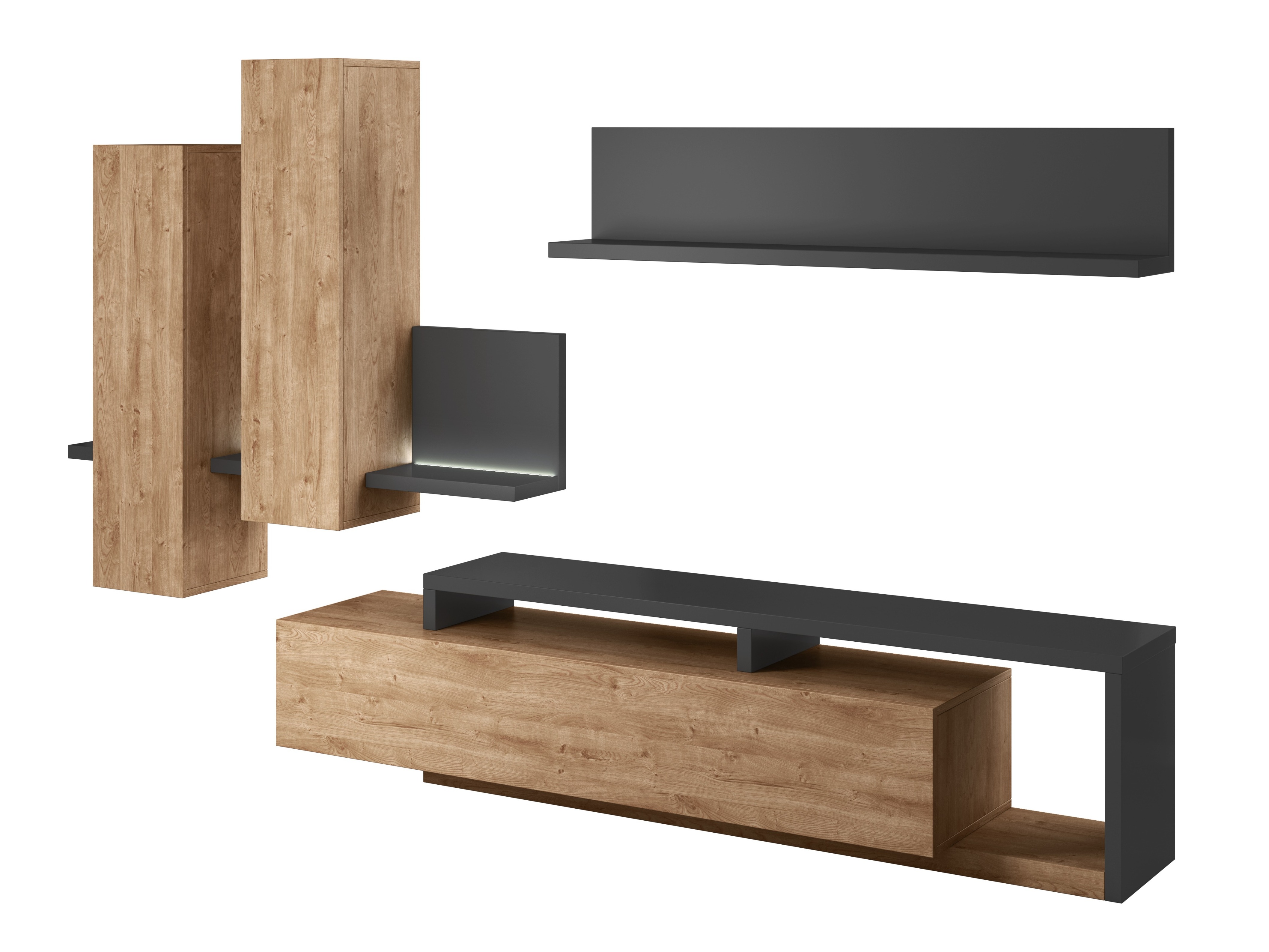 Nappali szett Lutiva 100 (Antracit + Ribbec tölgy)