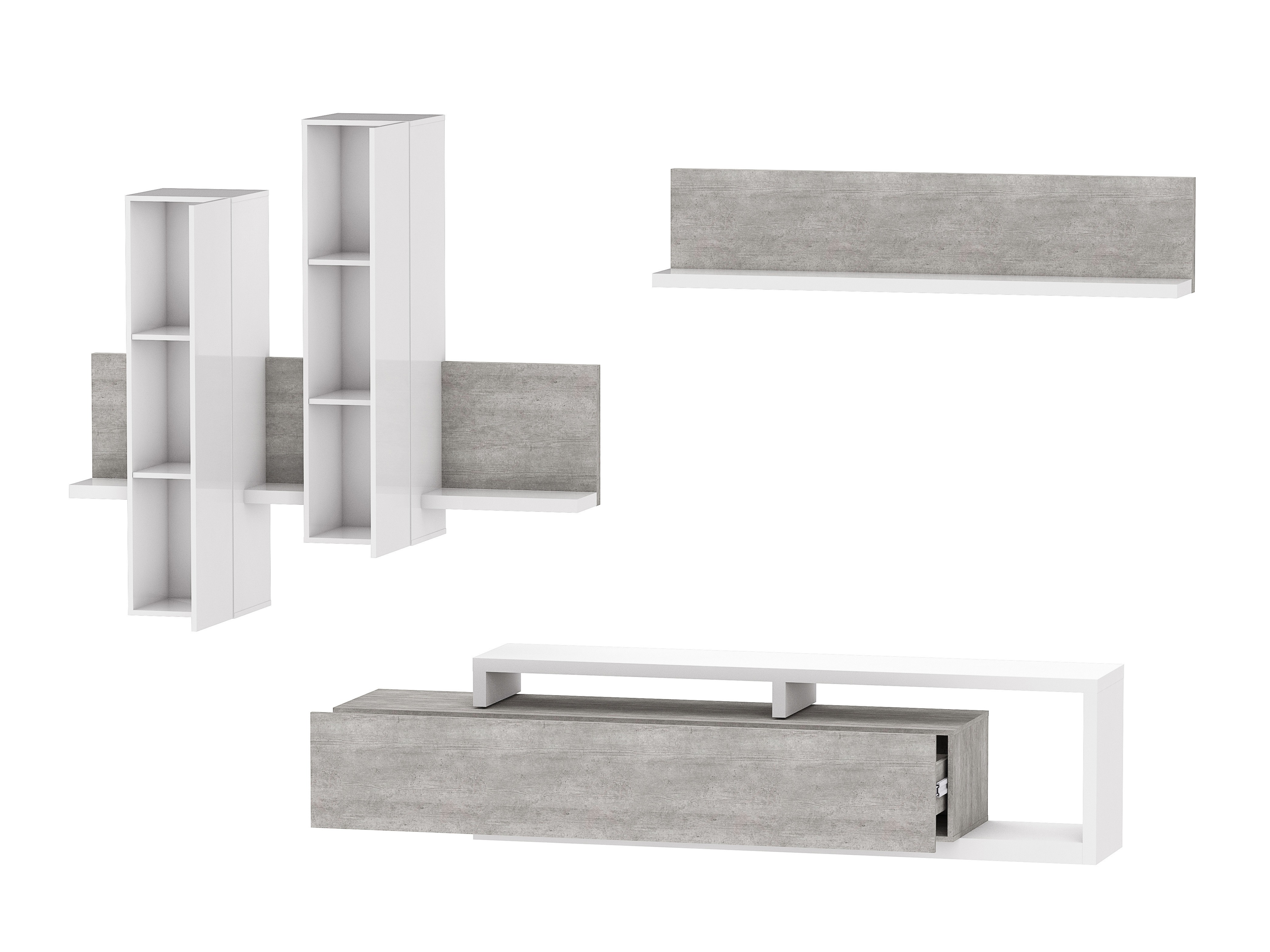 Nappali szett Lutiva 100 (Fehér + Beton)