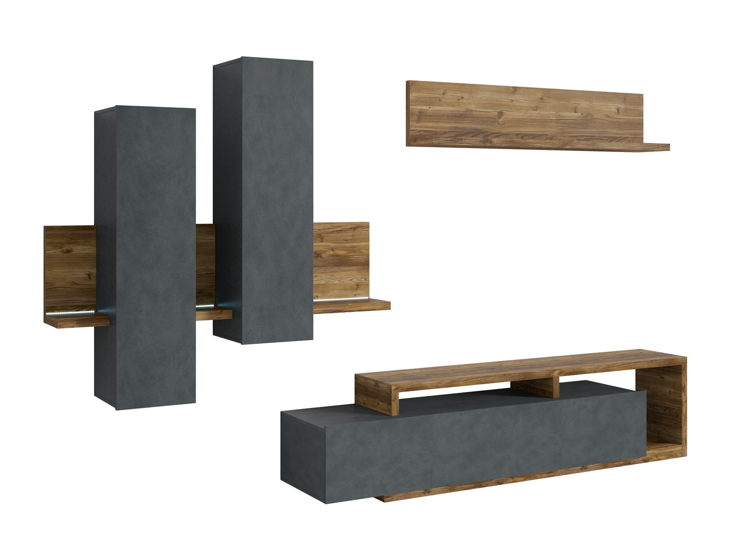 Nappali szett Lutiva 100 (Matera szürke + Sötét lucfenyő)