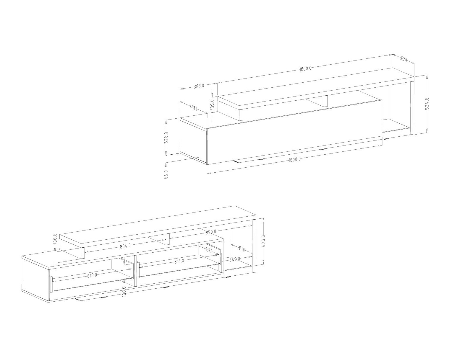 TV-állvány Lutiva 103 (Fehér + Beton)