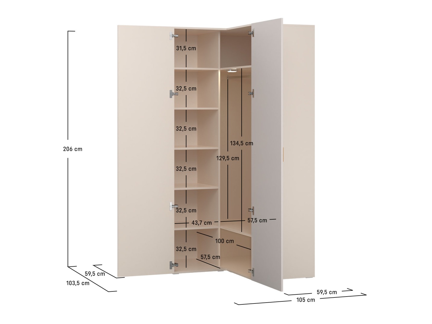 Sarokszekrény Veldalo 107 (Világos tölgy)
