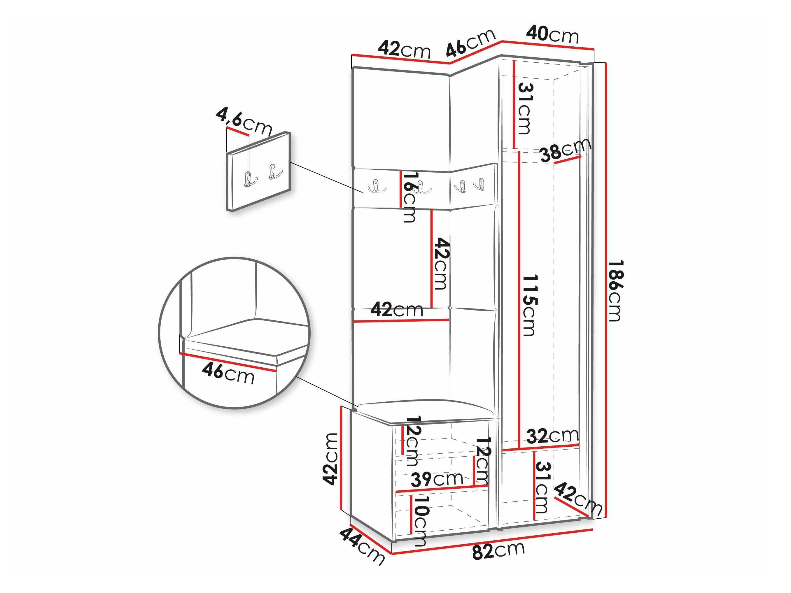 Előszoba garnitúra Pinis XXV (Fehér)