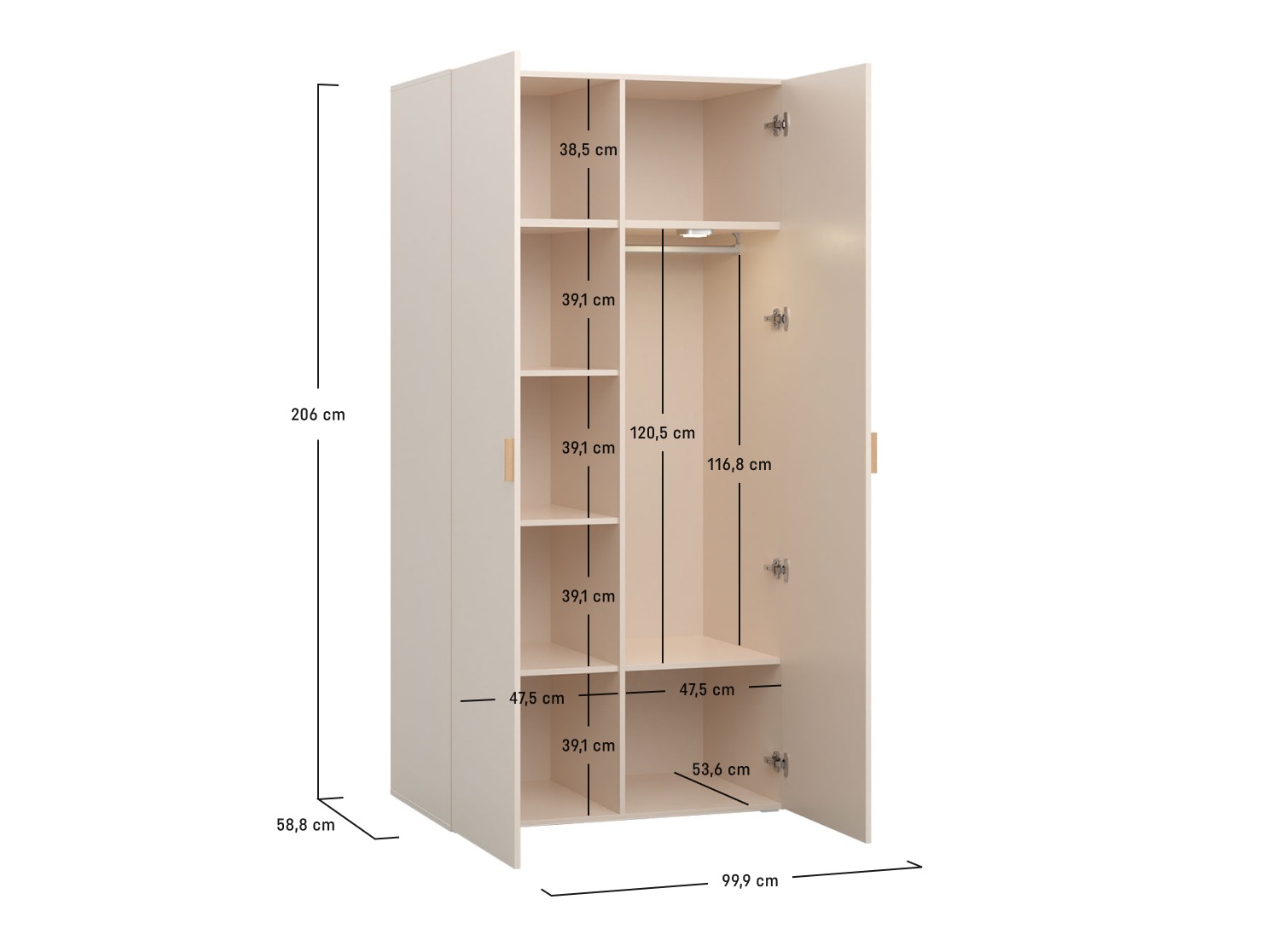 Gardróbszekrény Veldalo 109 (Világos tölgy)