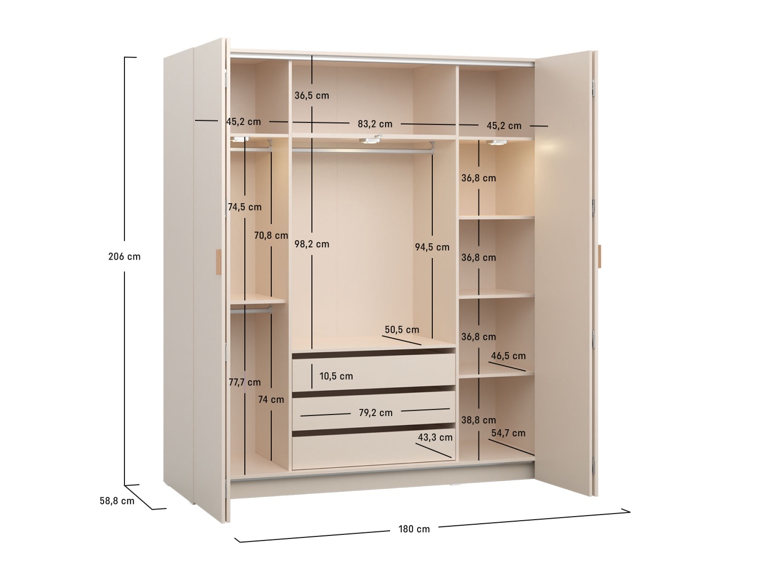 Gardróbszekrény Veldalo 111 (Világos tölgy)