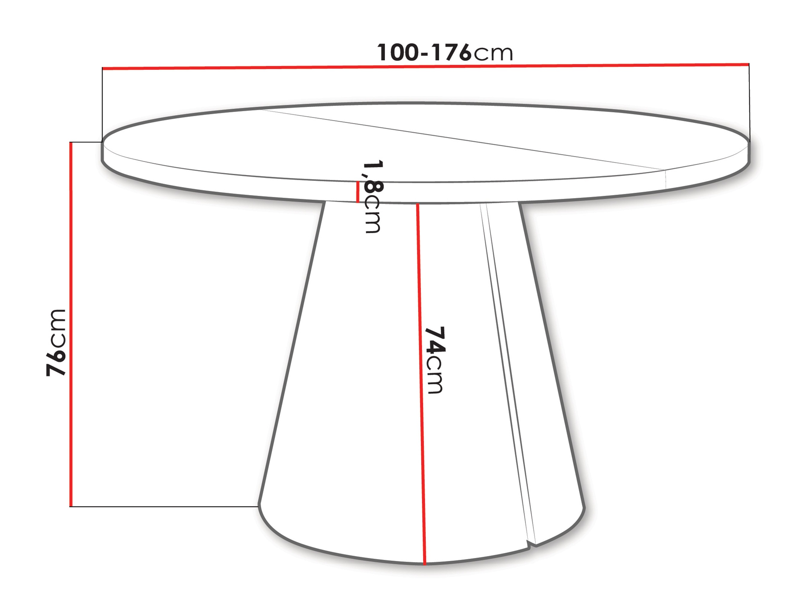 Asztal Oswego 165 (Fehér)