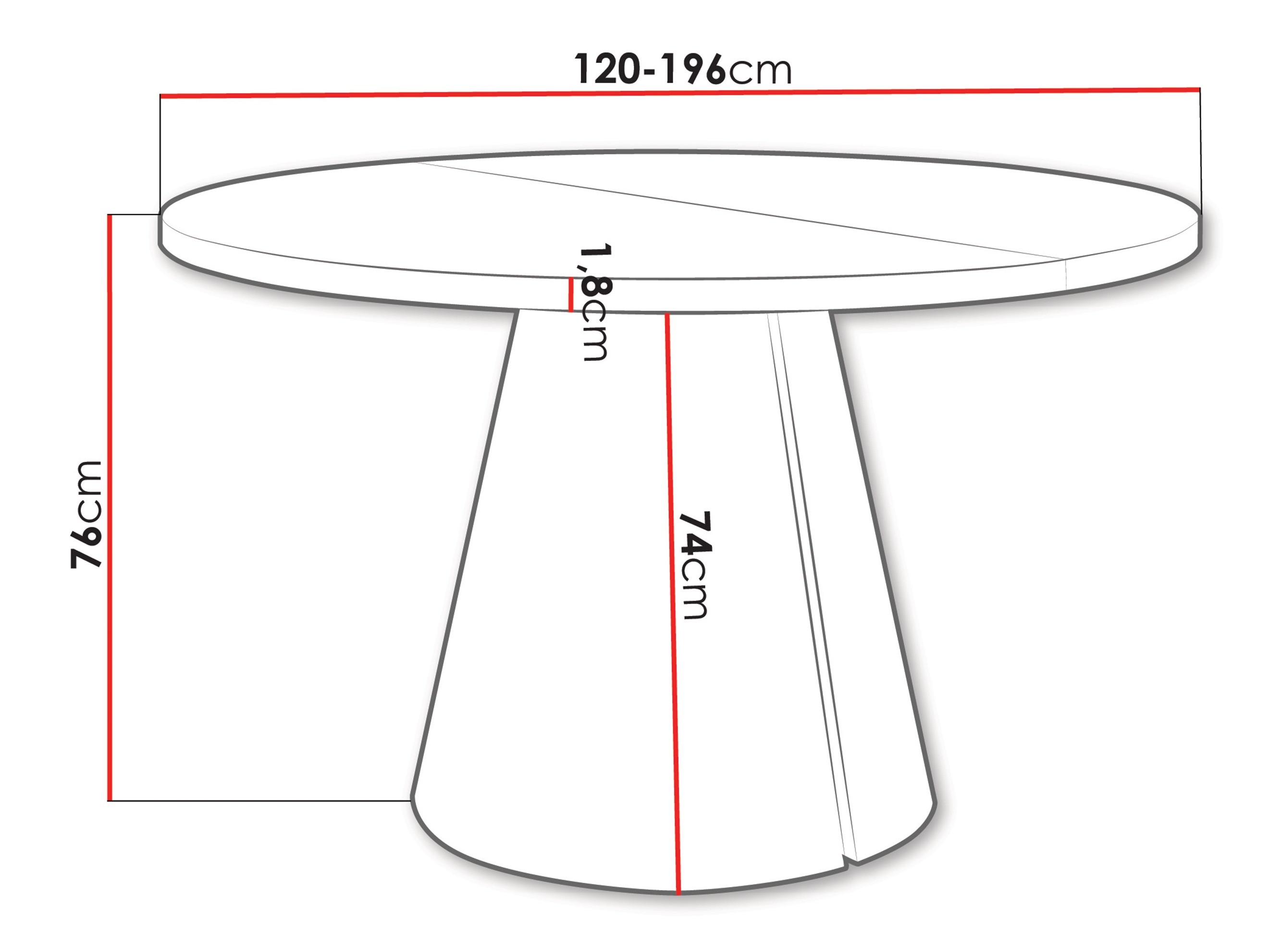 Asztal Oswego 168 (Fehér)