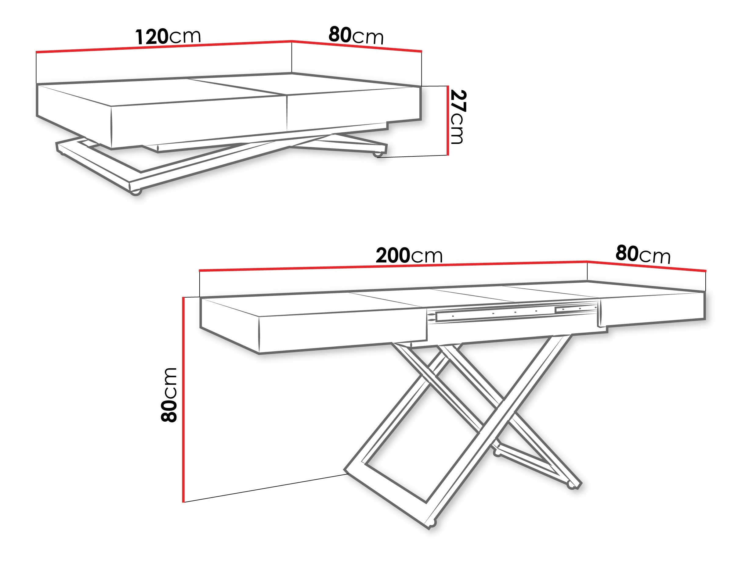 Kihajtható dohányzóasztal Oswego 172 (Kasmír)