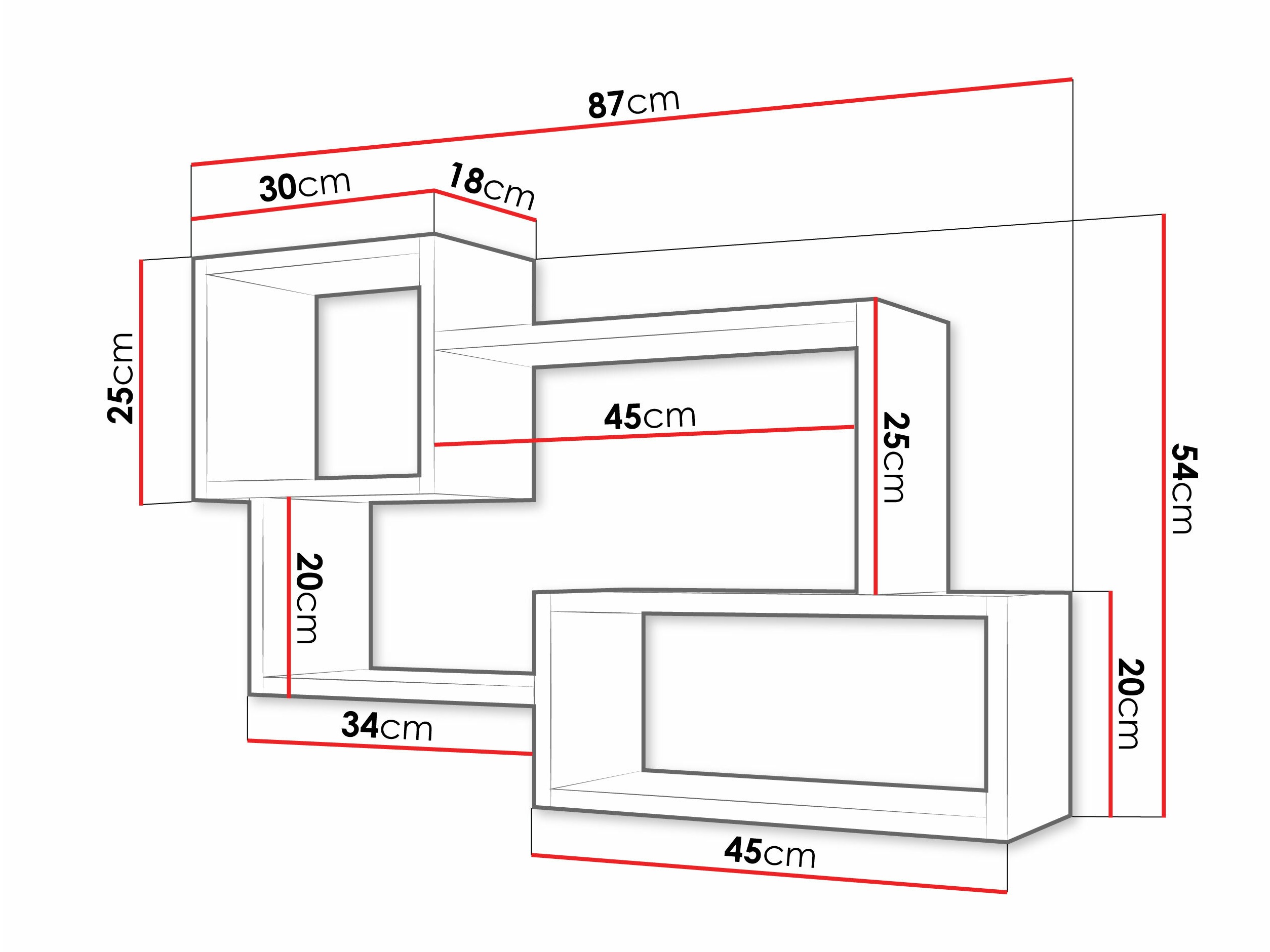 Fali polc Sarasota 106 (Beton + Fehér)
