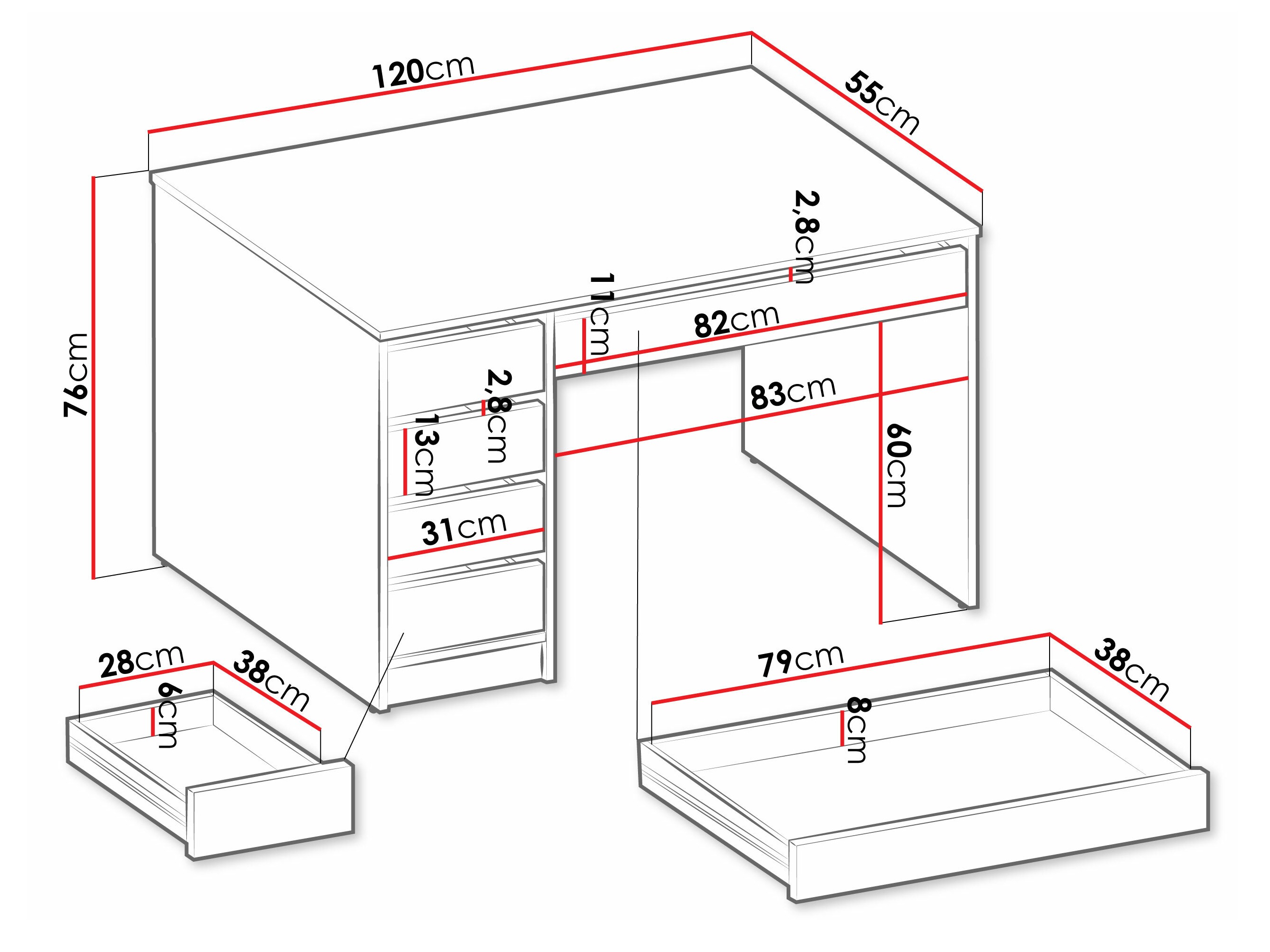 Íróasztal Comfivo Terros I (Fehér)