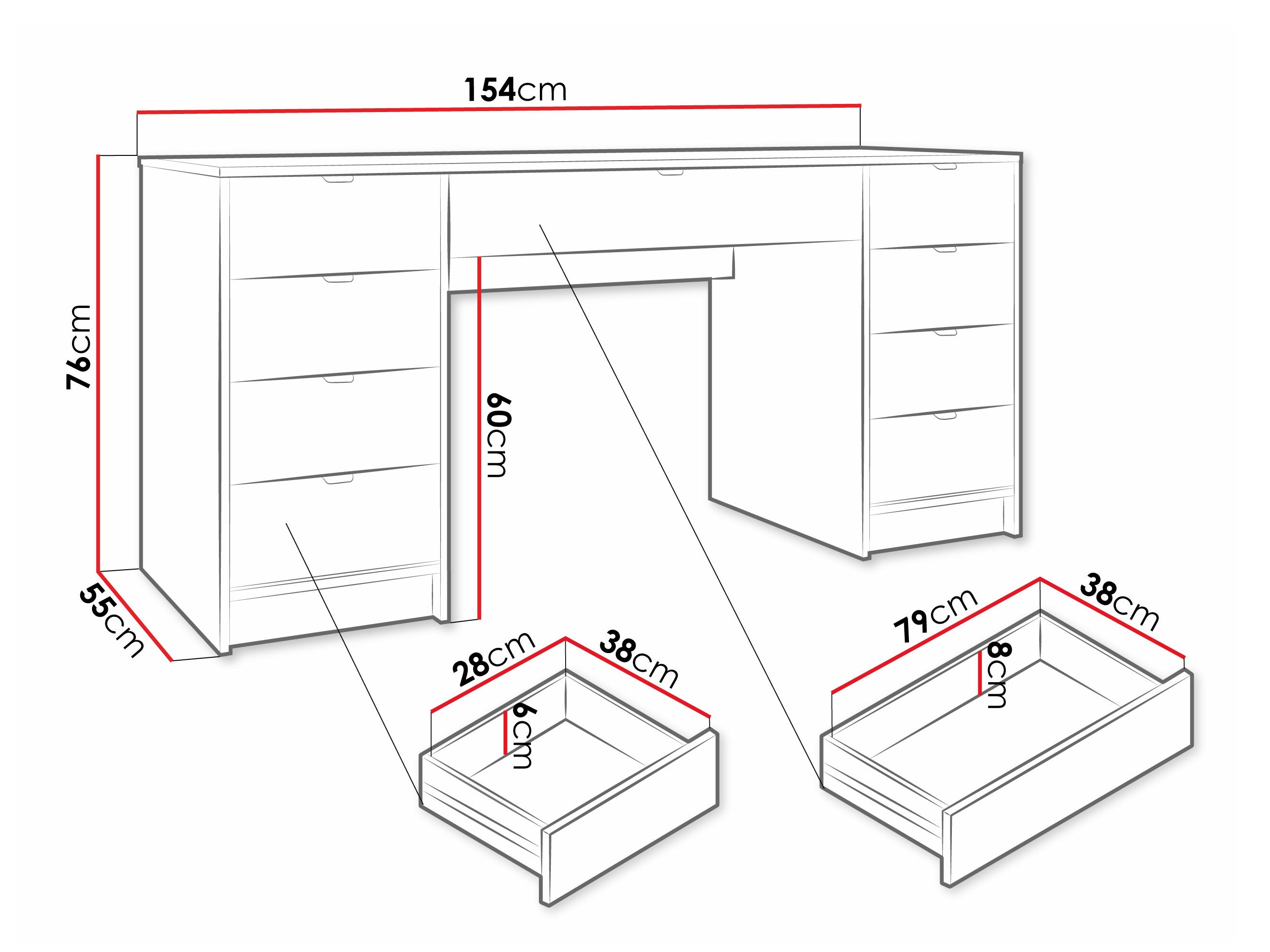 Íróasztal Comfivo Larmire 110 (Fehér)
