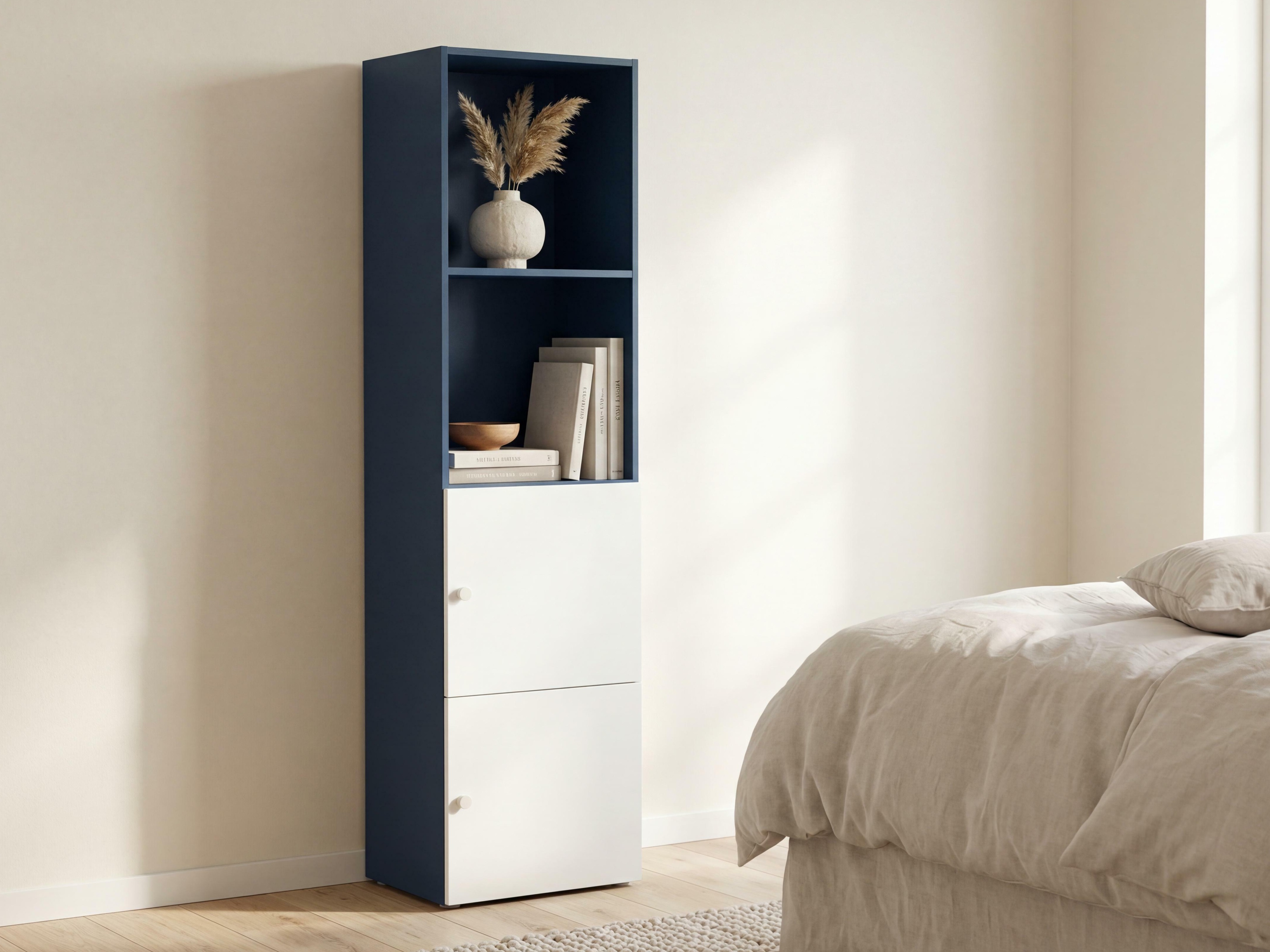 Könyvespolc Tornolo 102 (Indigó + Fehér)