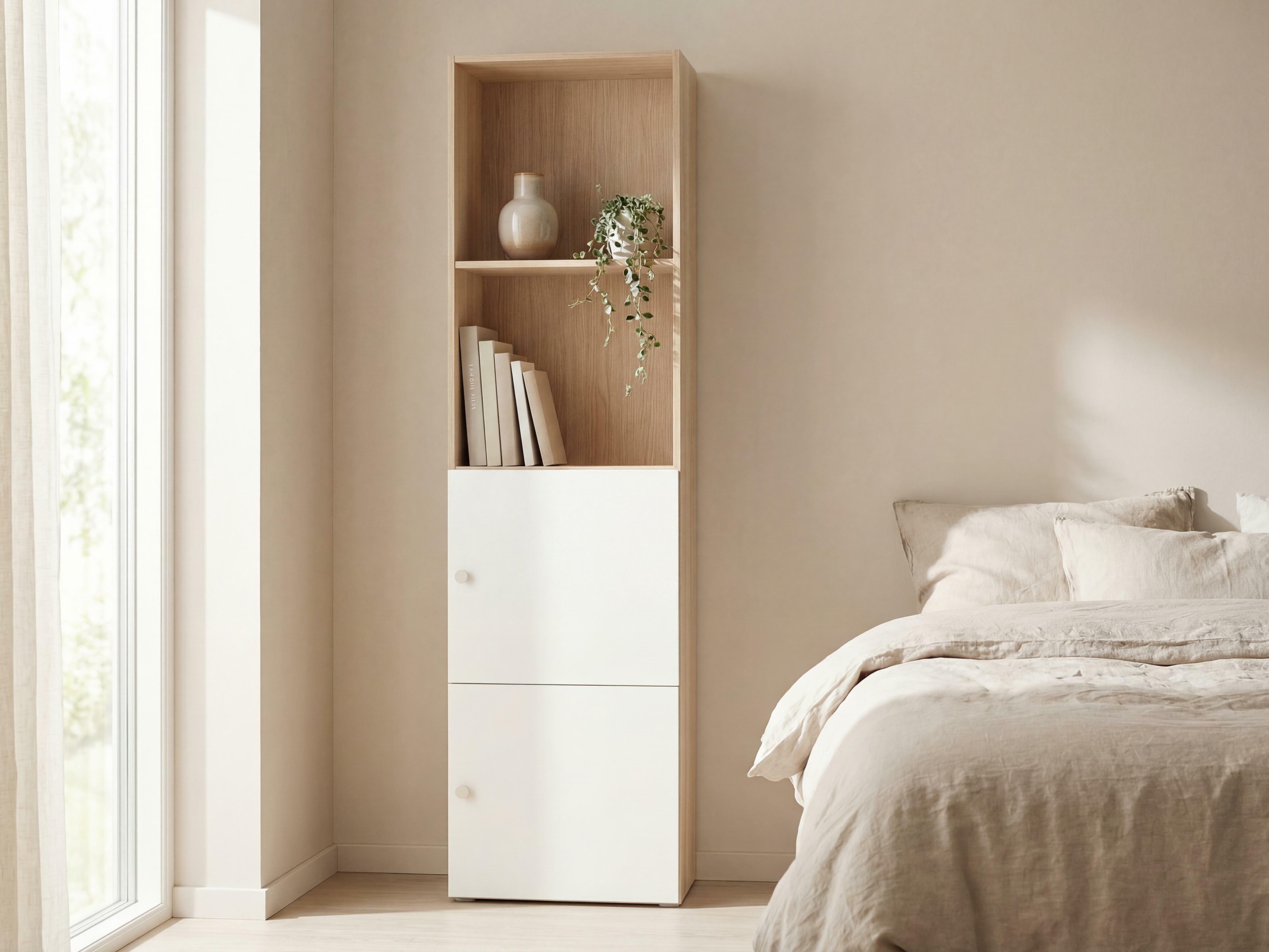 Könyvespolc Tornolo 102 (Világos tölgy + Fehér)