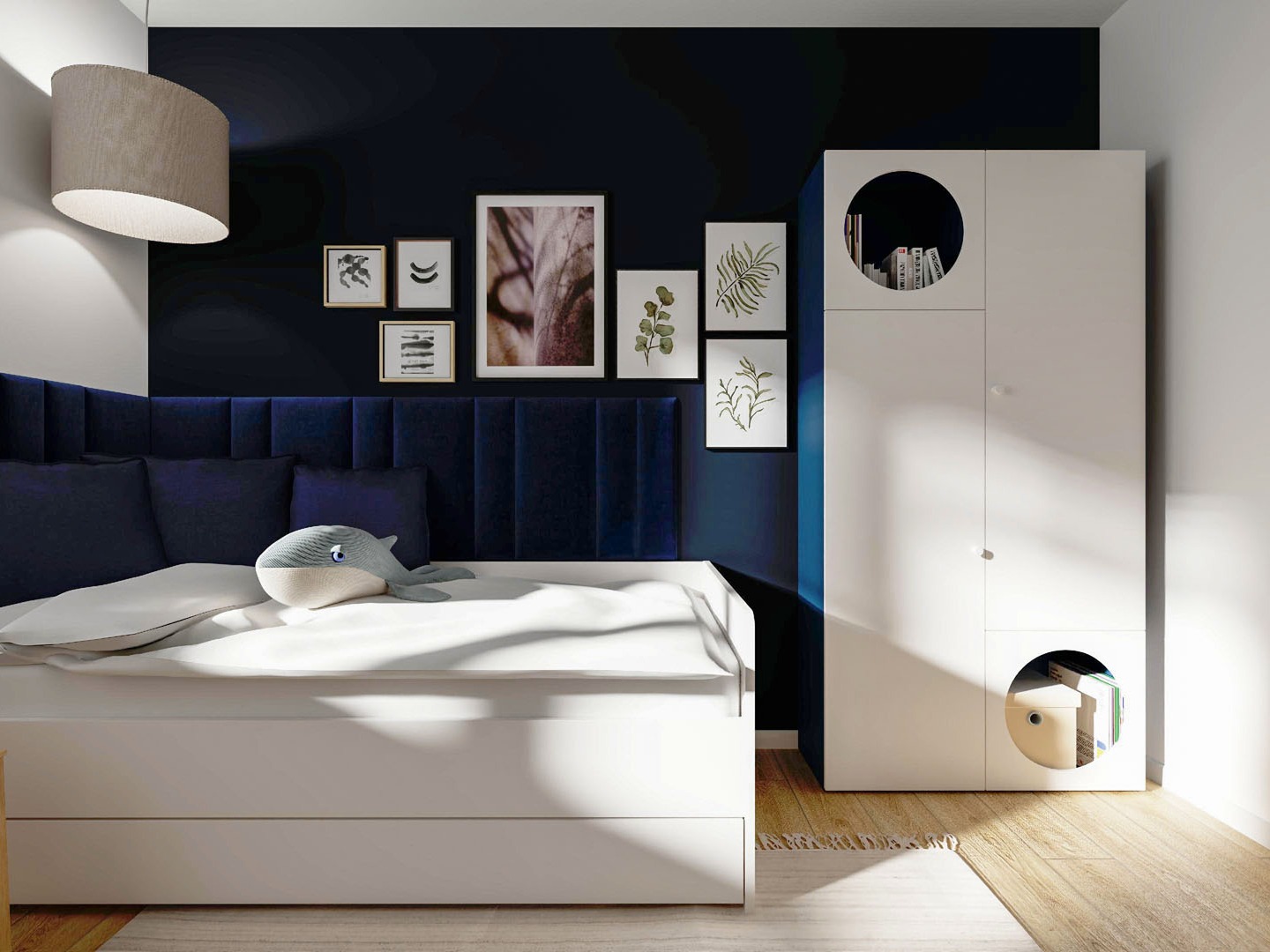 Könyvespolc Tornolo 107 (Indigó + Fehér)