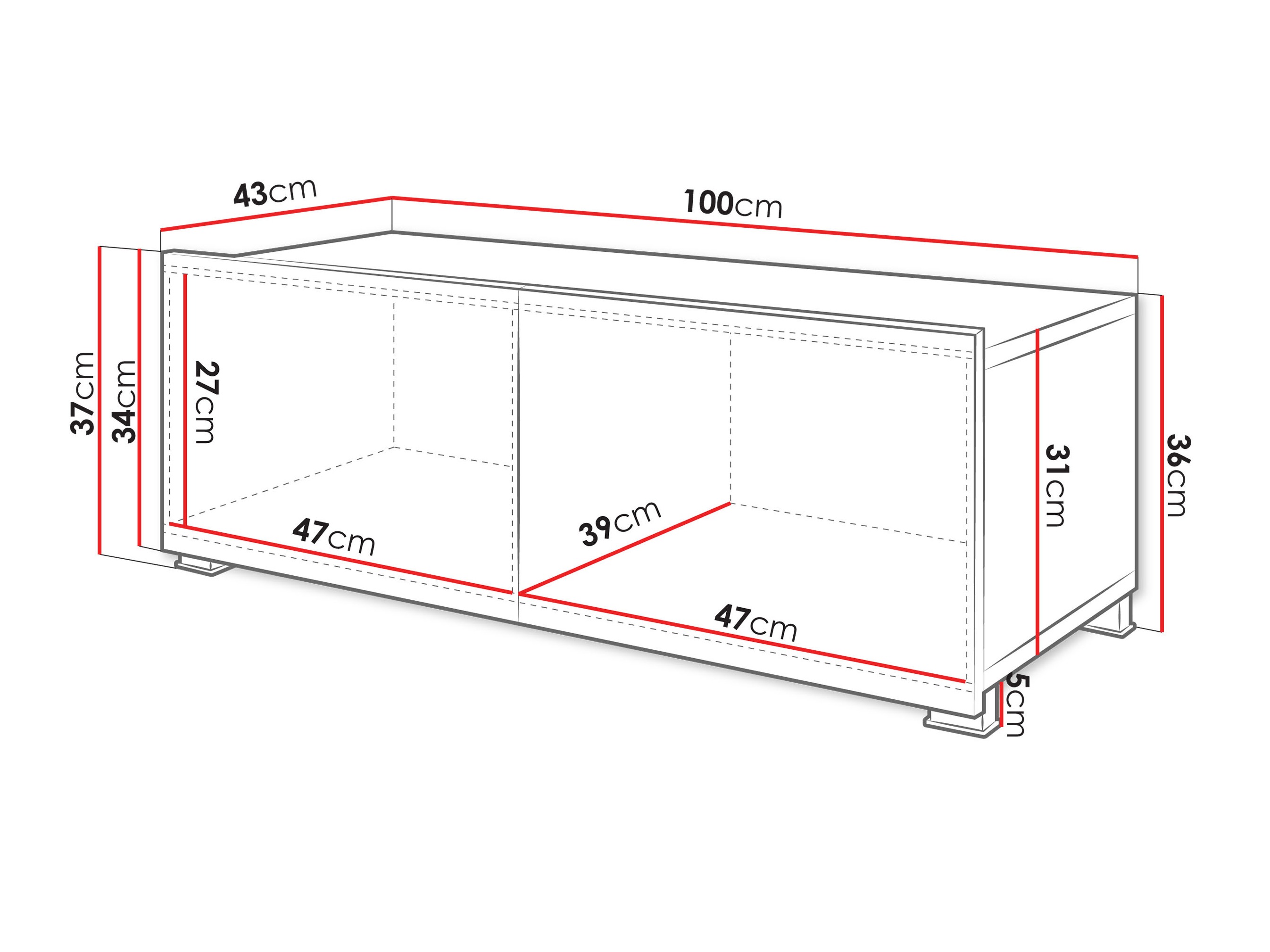 TV-állvány Remus I (Fekete + Fényes fekete)
