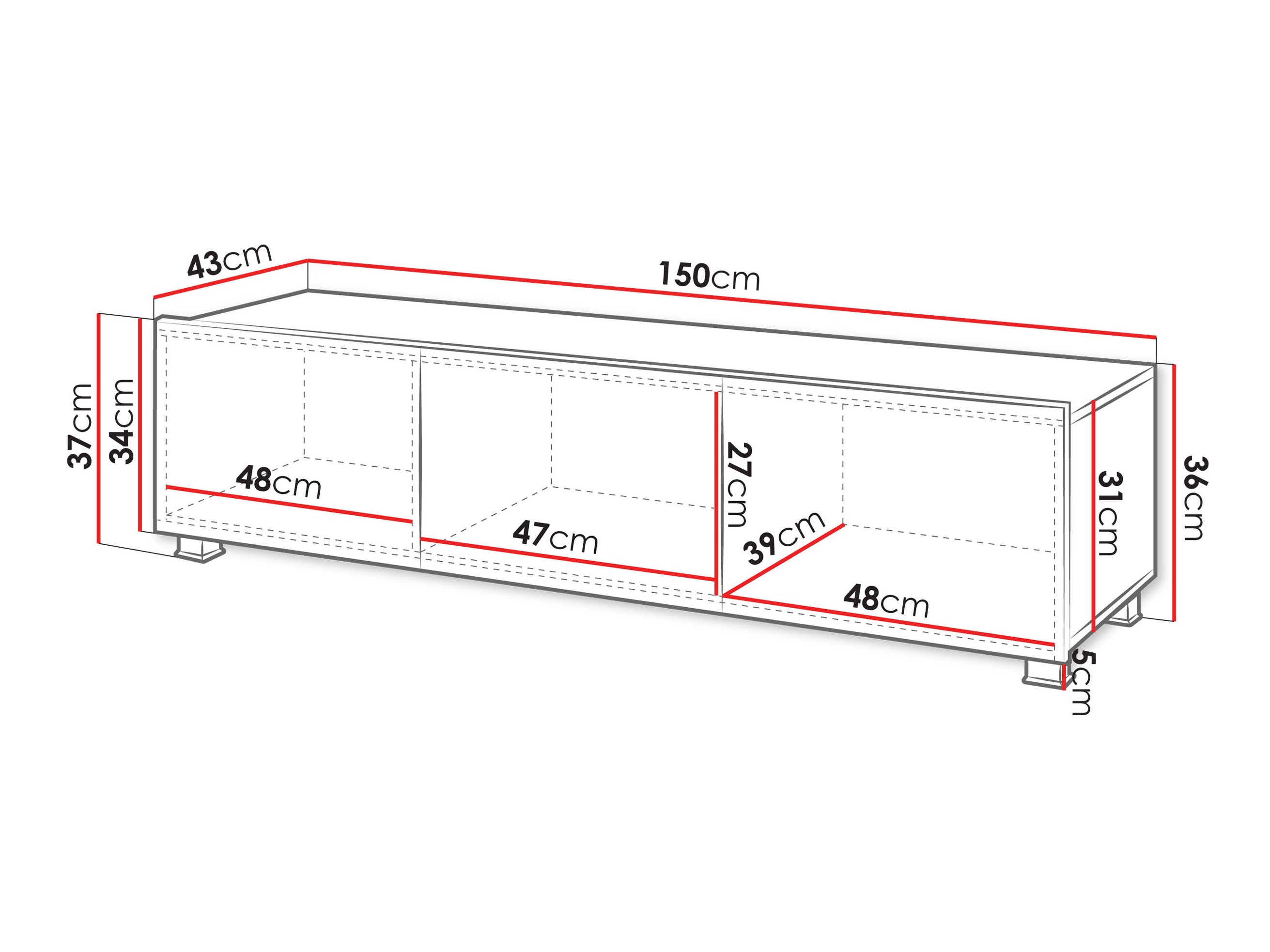 TV-állvány Tivdalu 103 (Fekete + Fényes fekete)