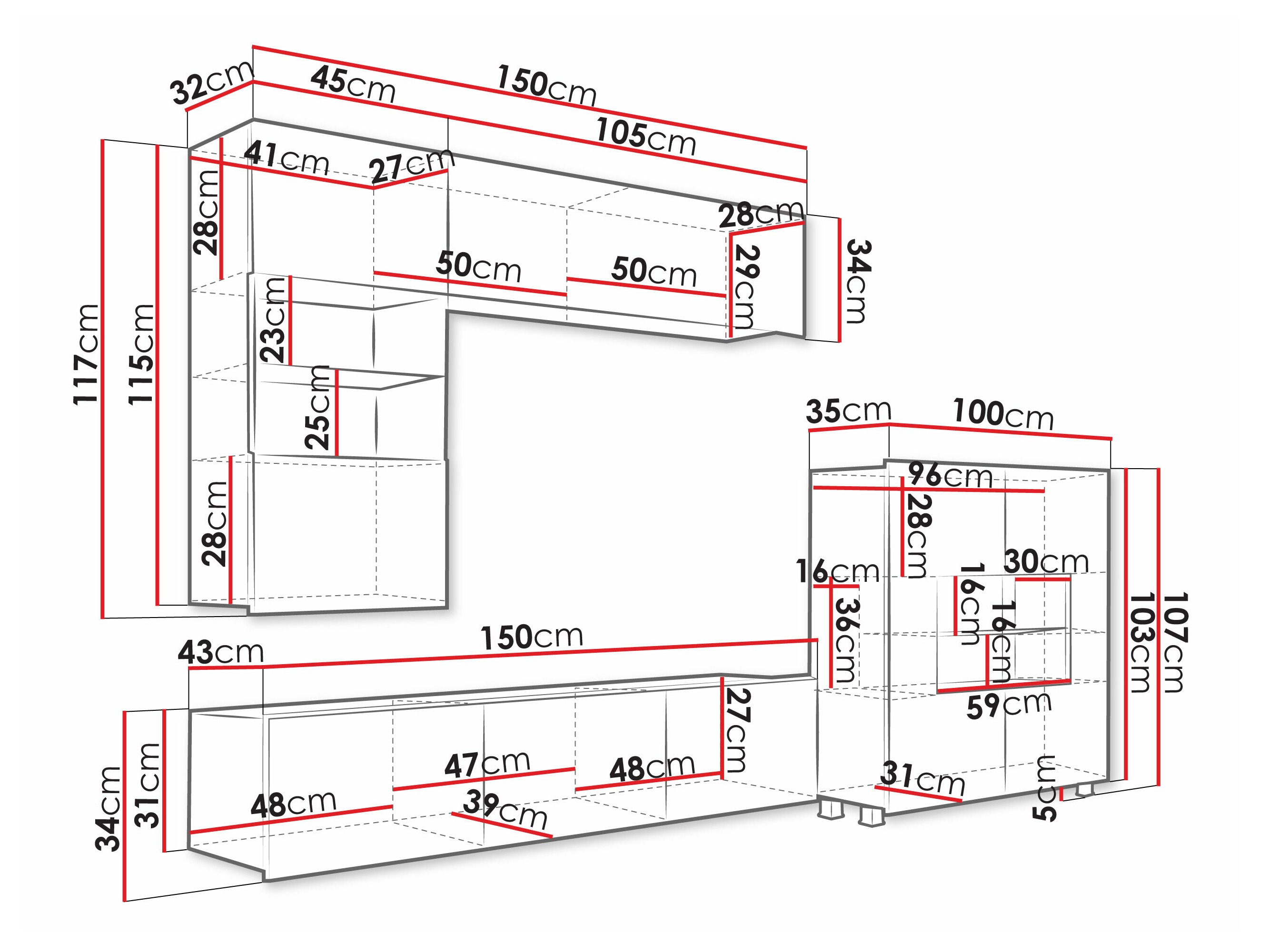 Nappali szett Remus III (Fekete + Fényes fekete)