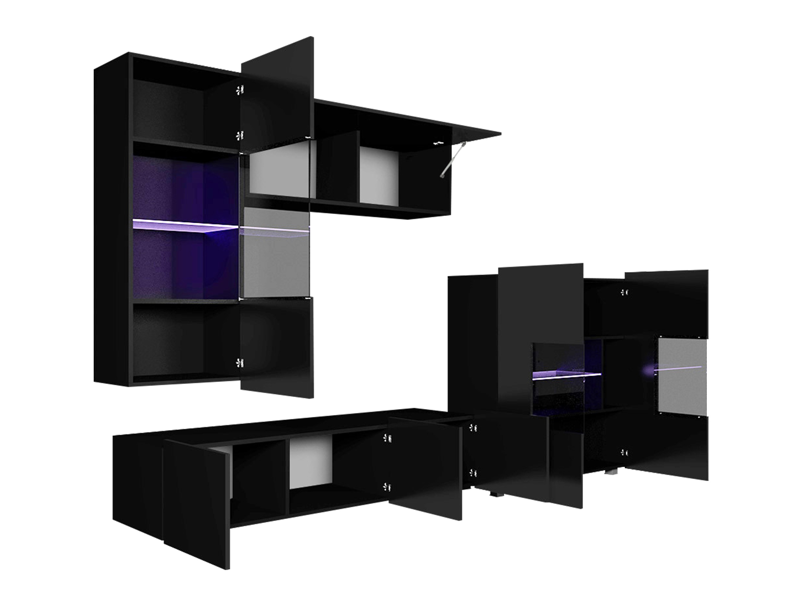 Nappali szett Tivdalu 107 (Fekete + Fényes fekete)