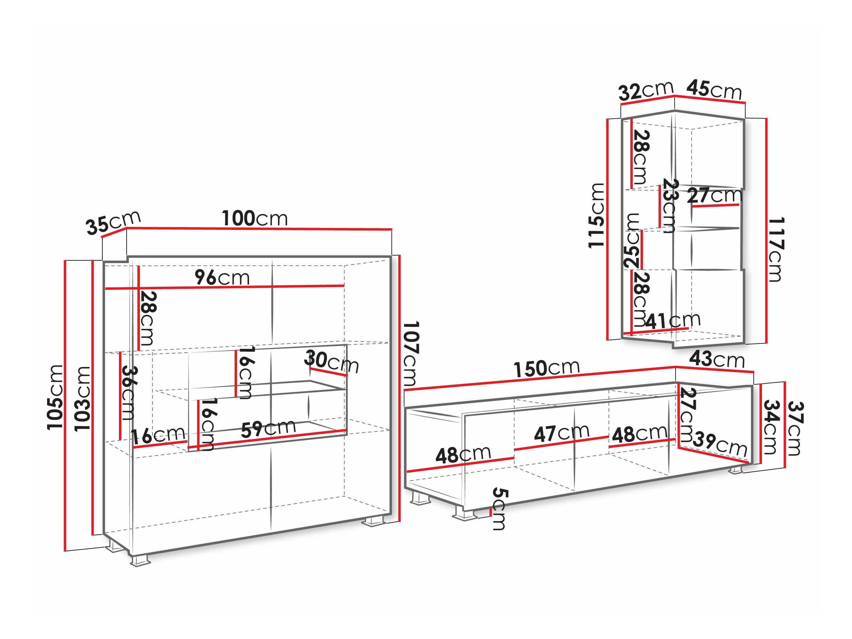 Nappali szett Tivdalu 111 (Fehér + Fényes fehér)