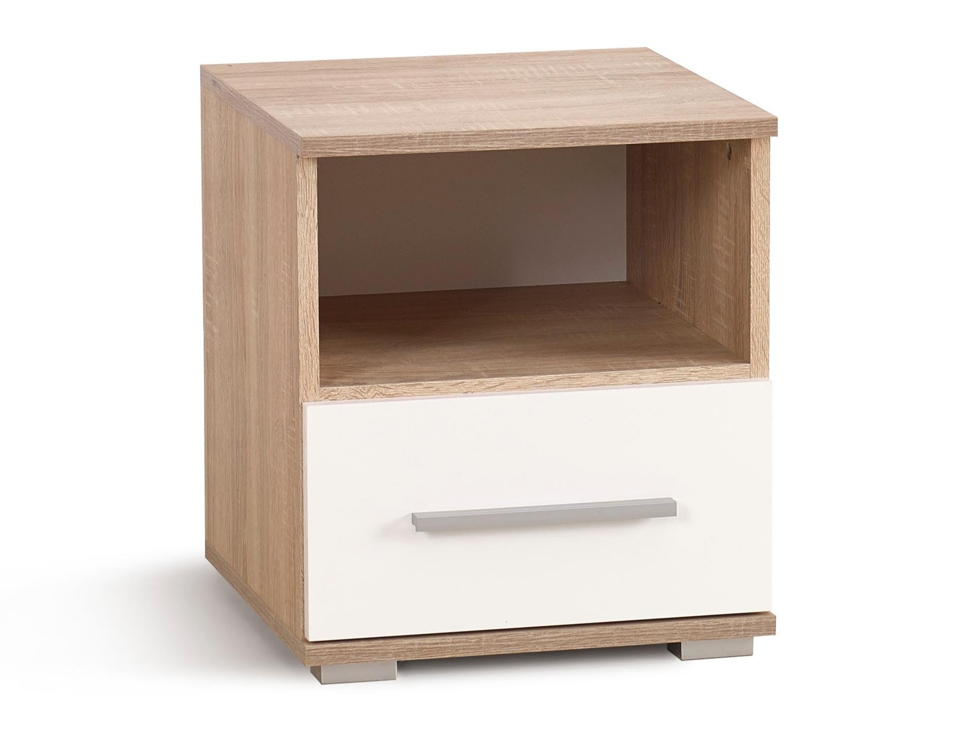 Éjjeliszekrény Cirveso 111 (Sonoma tölgy + Fényes fehér)