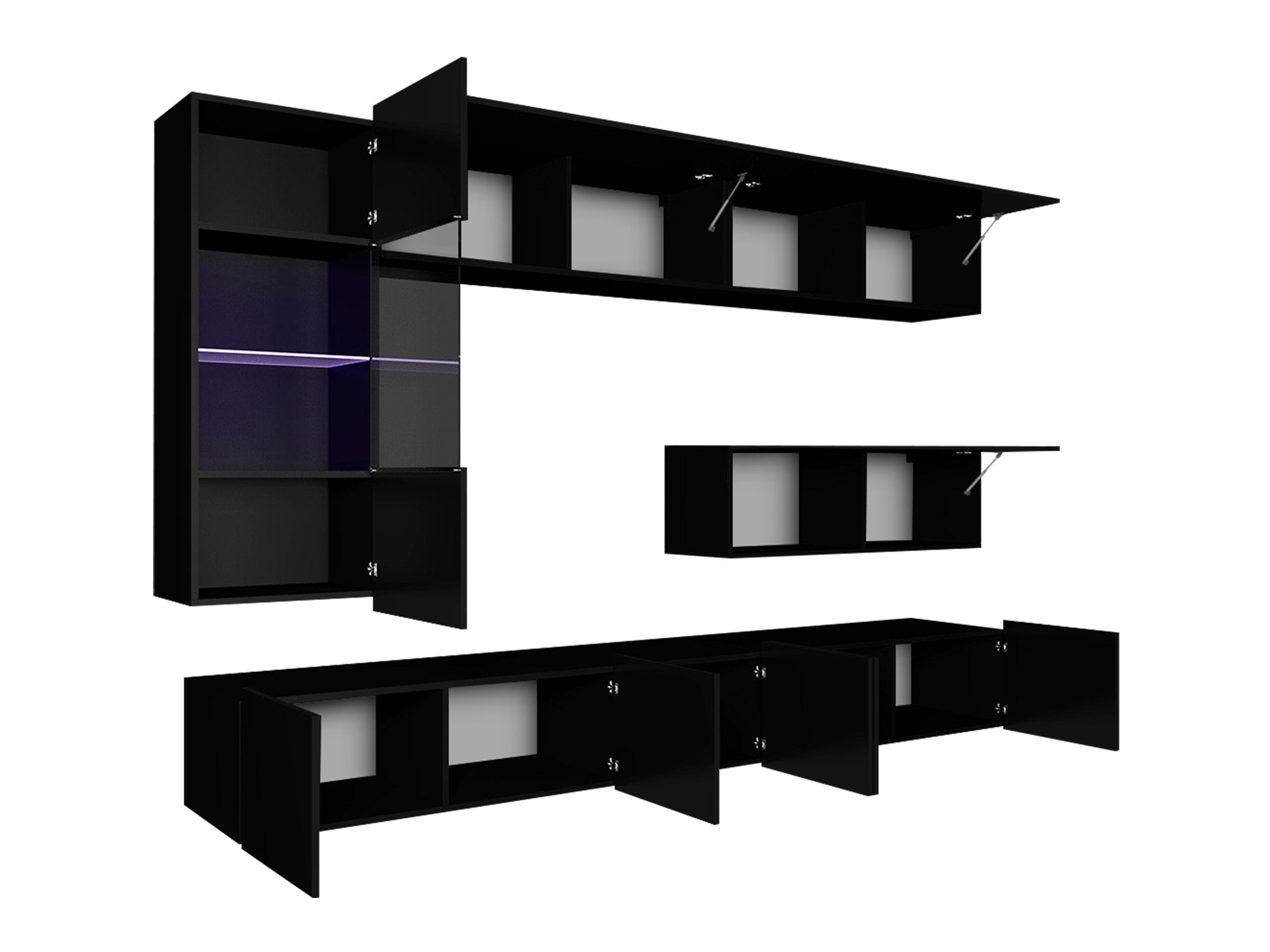 Nappali szett Remus IV (Fekete + Fényes fekete)