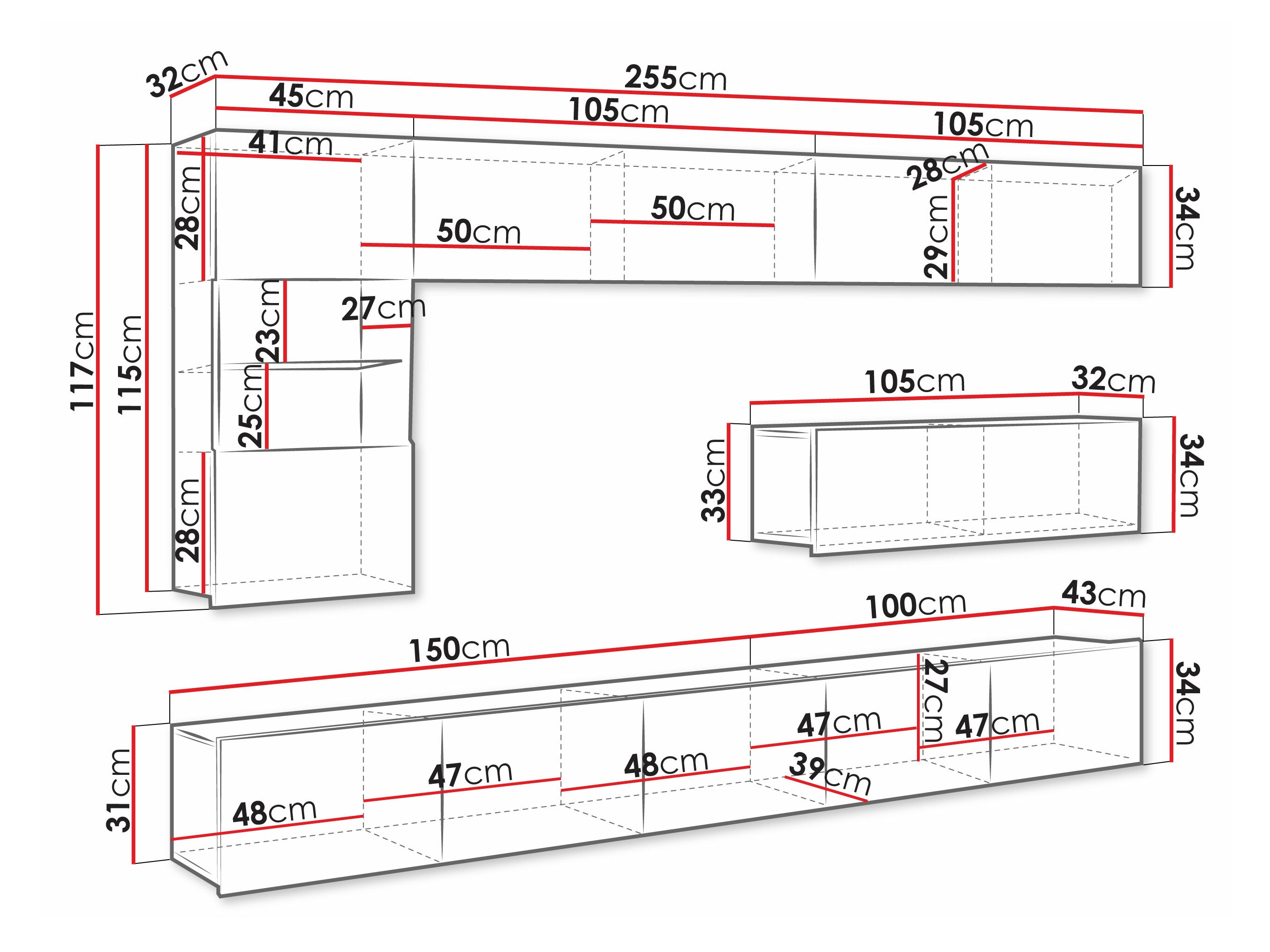 Nappali szett Remus IV (Fekete + Fényes fekete)