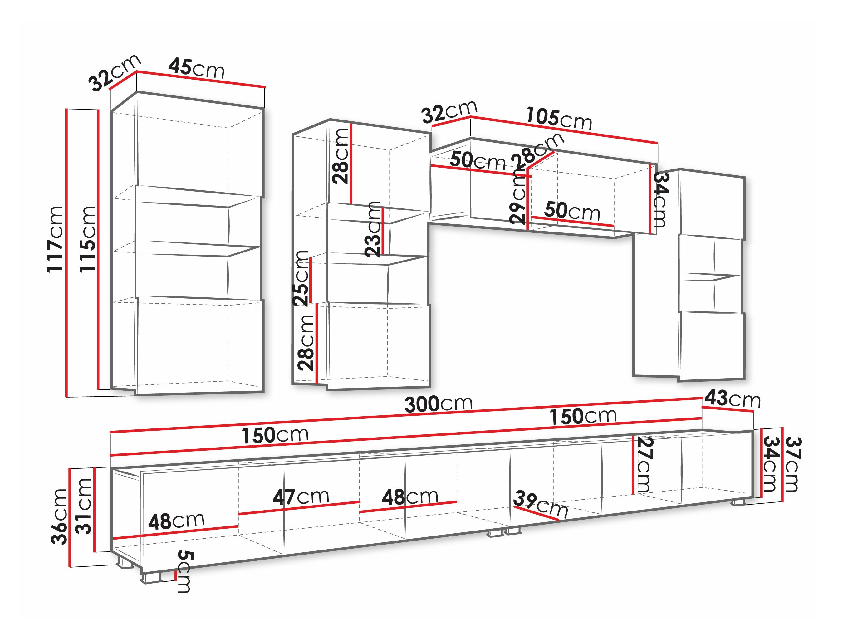 Nappali szett Remus V (Fekete + Fényes fekete)