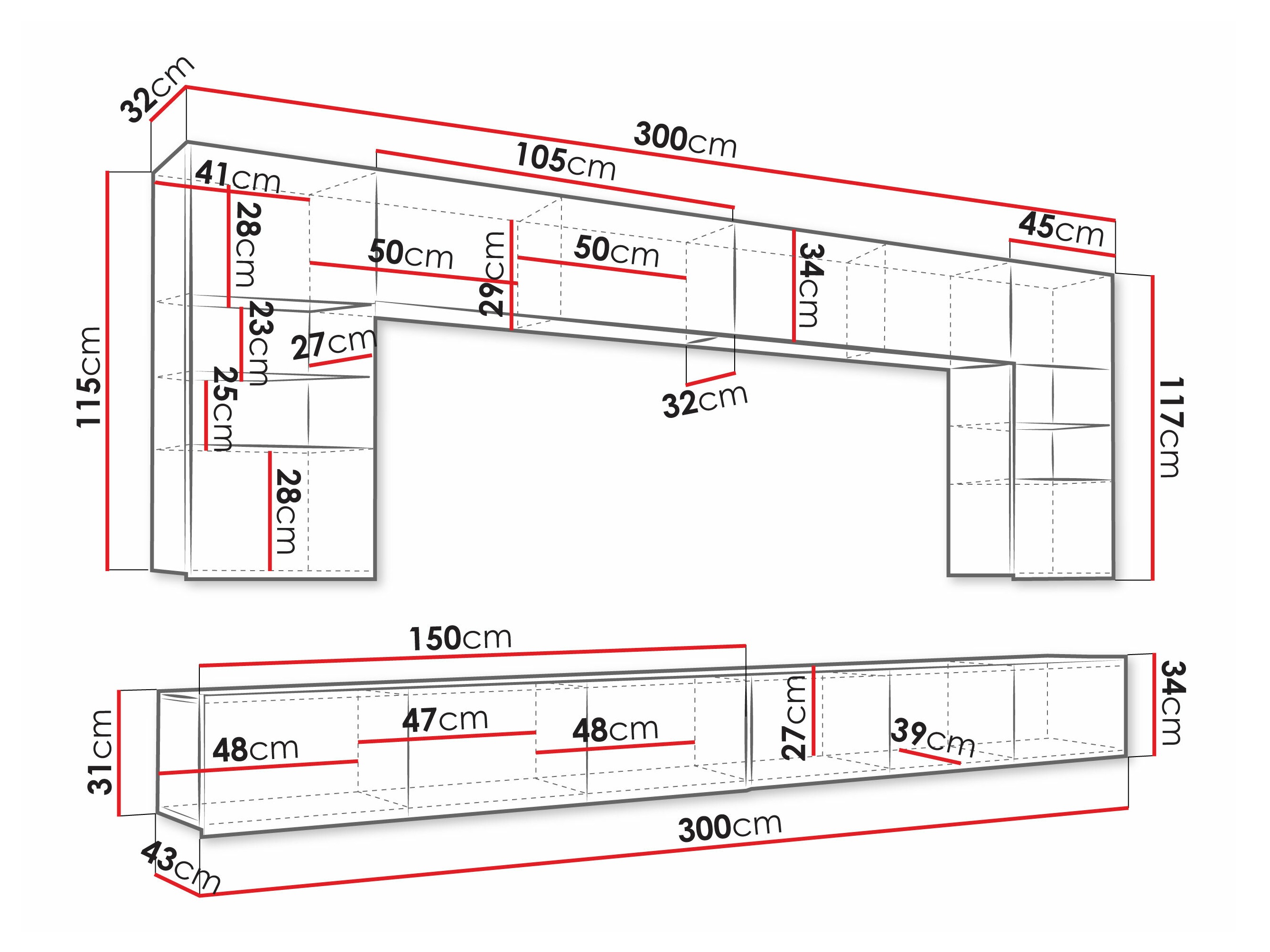 Nappali szett Tivdalu 105 (Fehér + Fényes fehér)