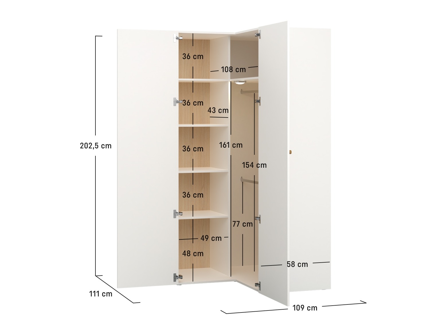 Sarokszekrény Tornolo 113 (Fehér + Szürke)