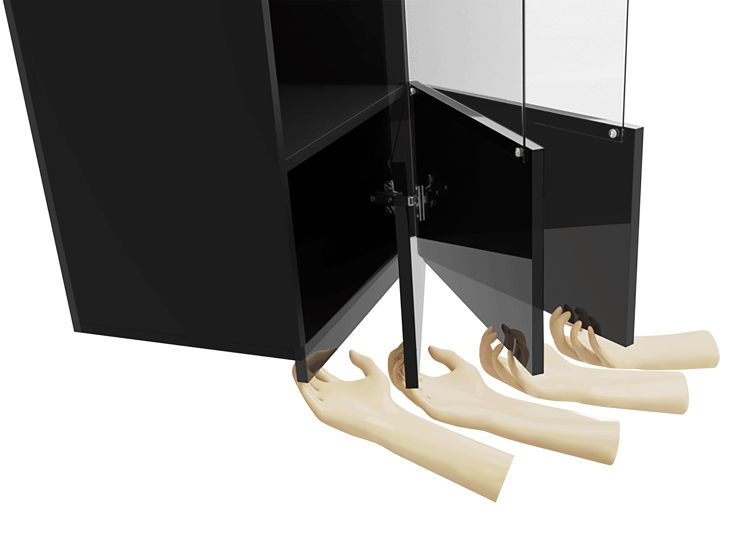 Fali szekrény Tivdalu 126 (Fekete + Fényes fekete)