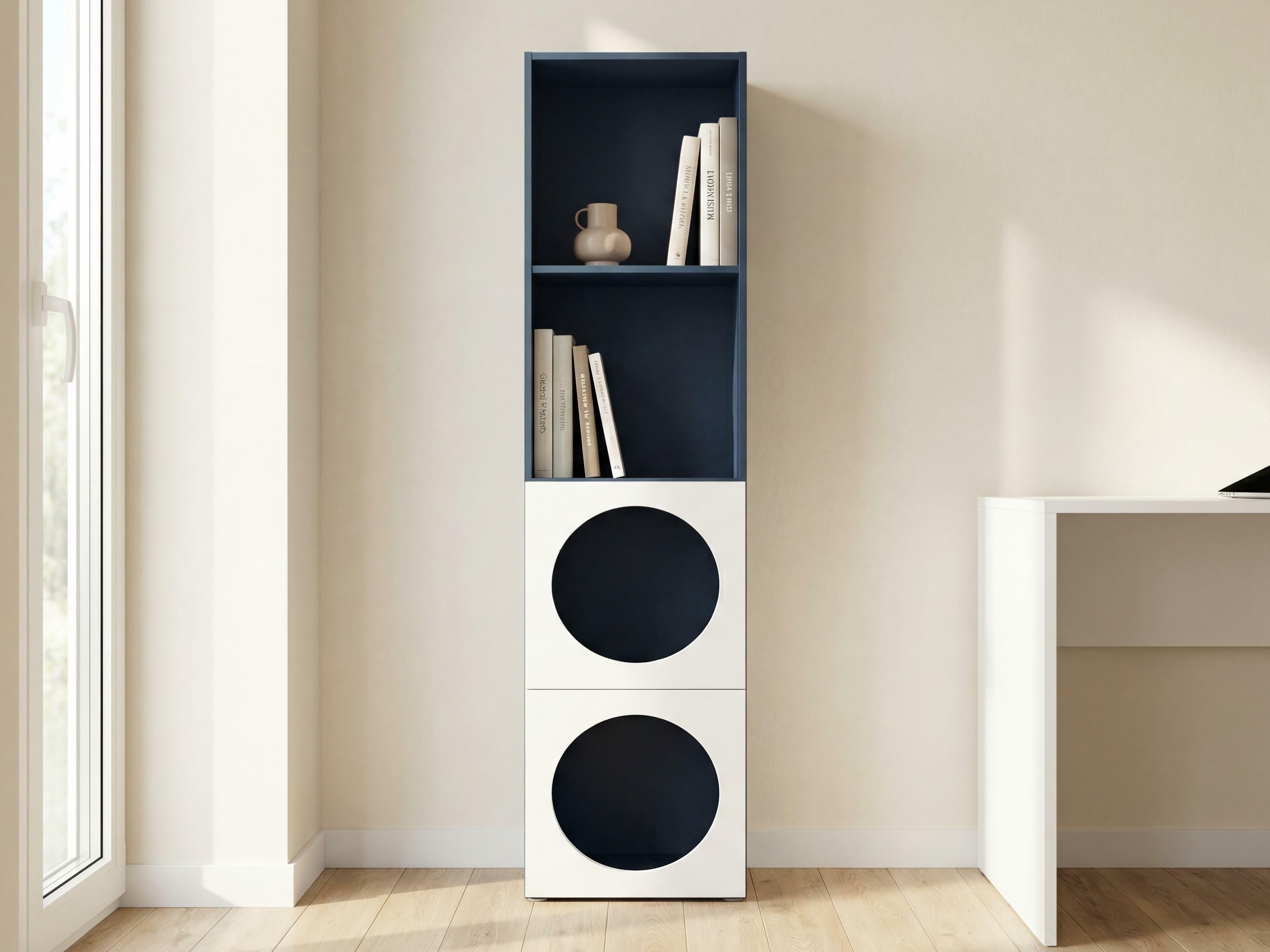 Könyvespolc Tornolo 115 (Indigó + Fehér)