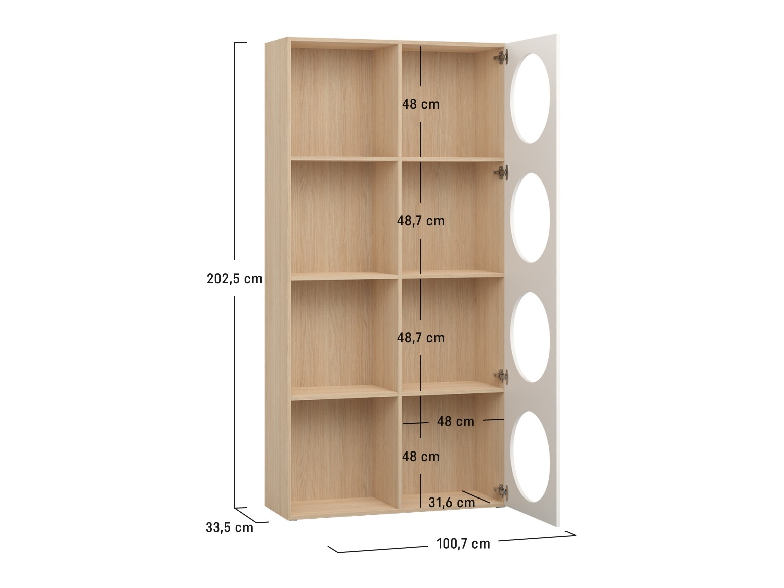Könyvespolc Tornolo 117 (Világos tölgy + Fehér)