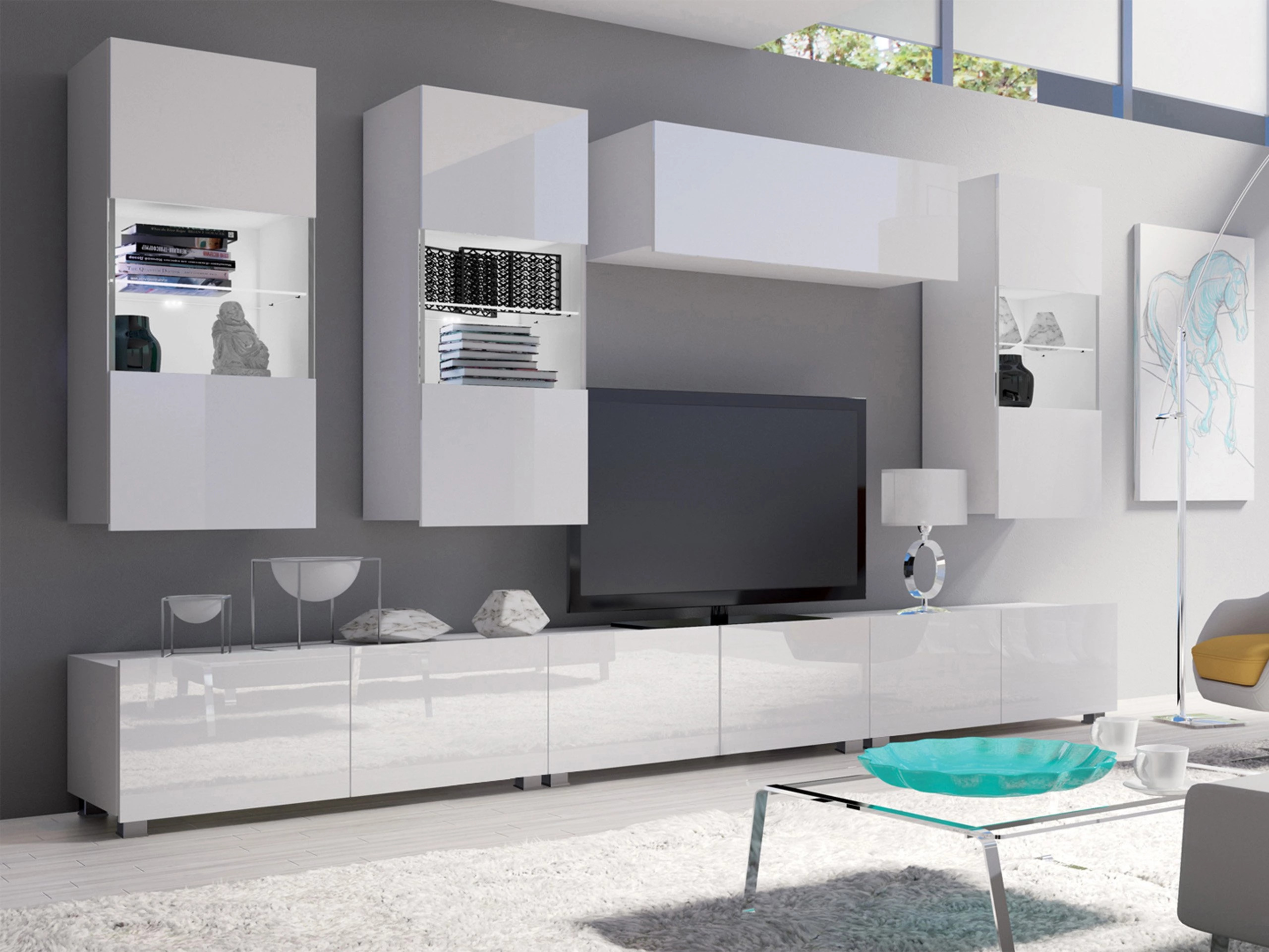 Nappali szett Remus XI (Fehér + Fényes fehér)