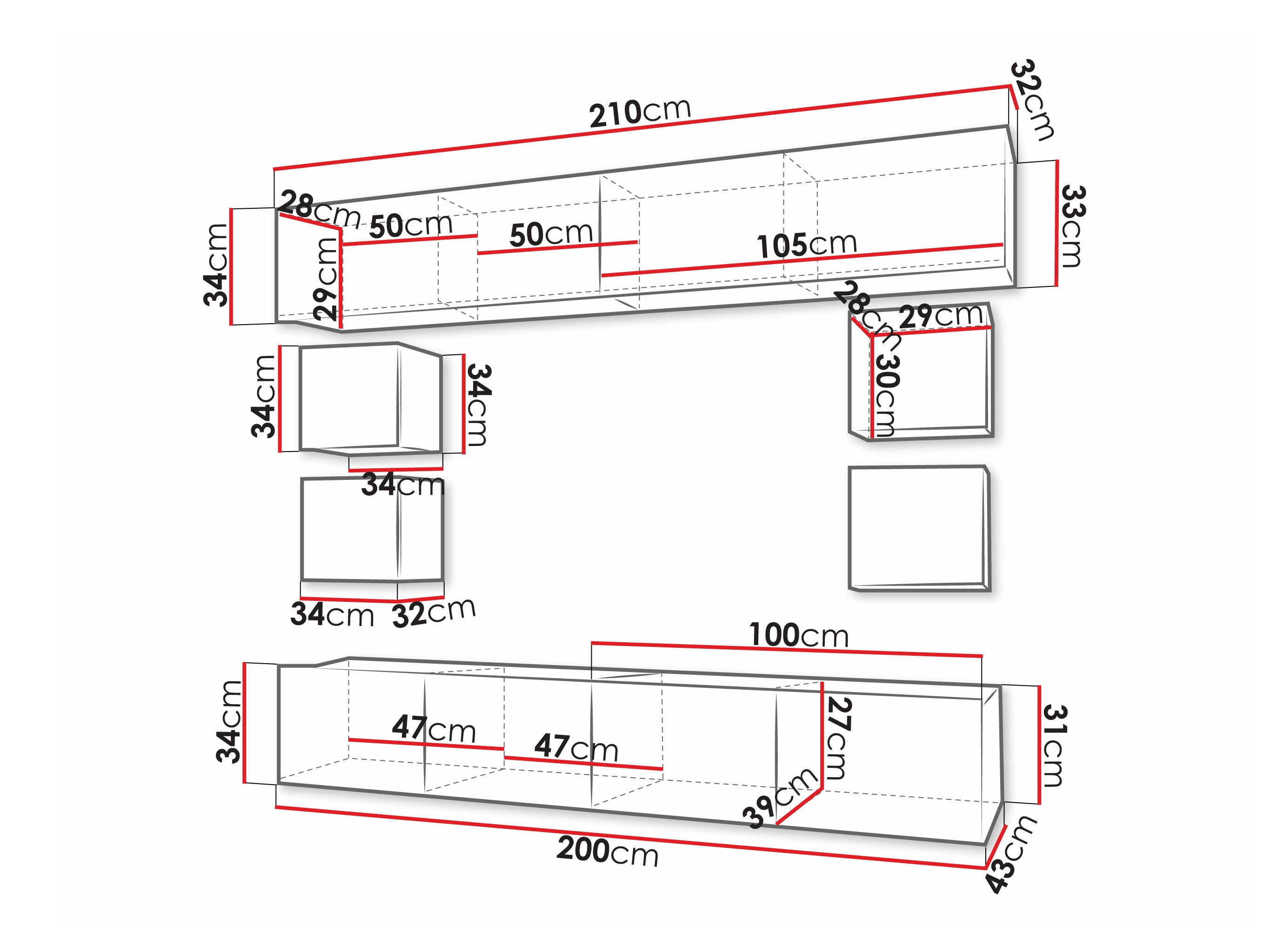 Nappali szett Remus XVI (Fekete + Fényes fekete)
