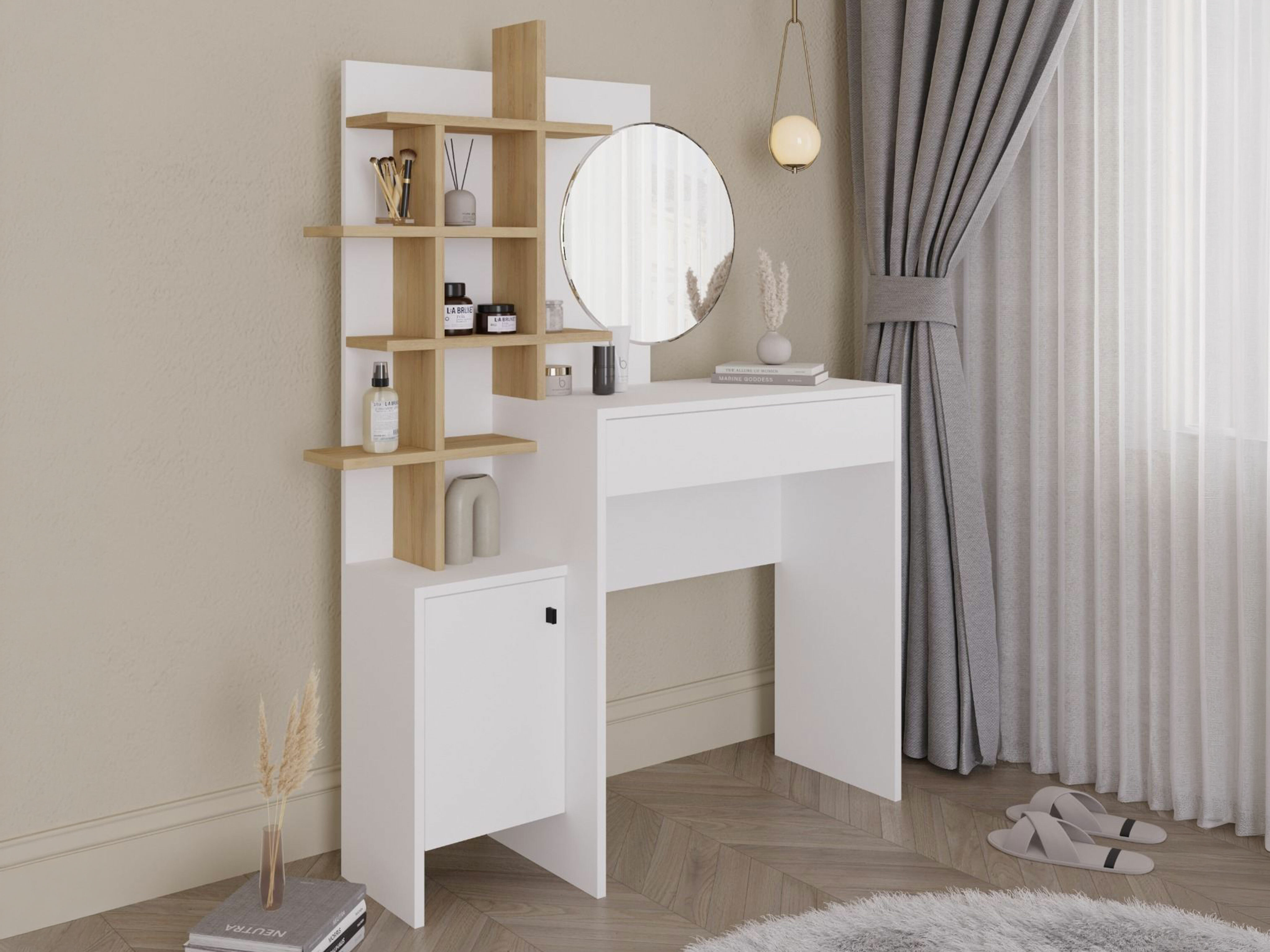 Fésülködő asztal Kailua 220 (Fehér + Tölgy)