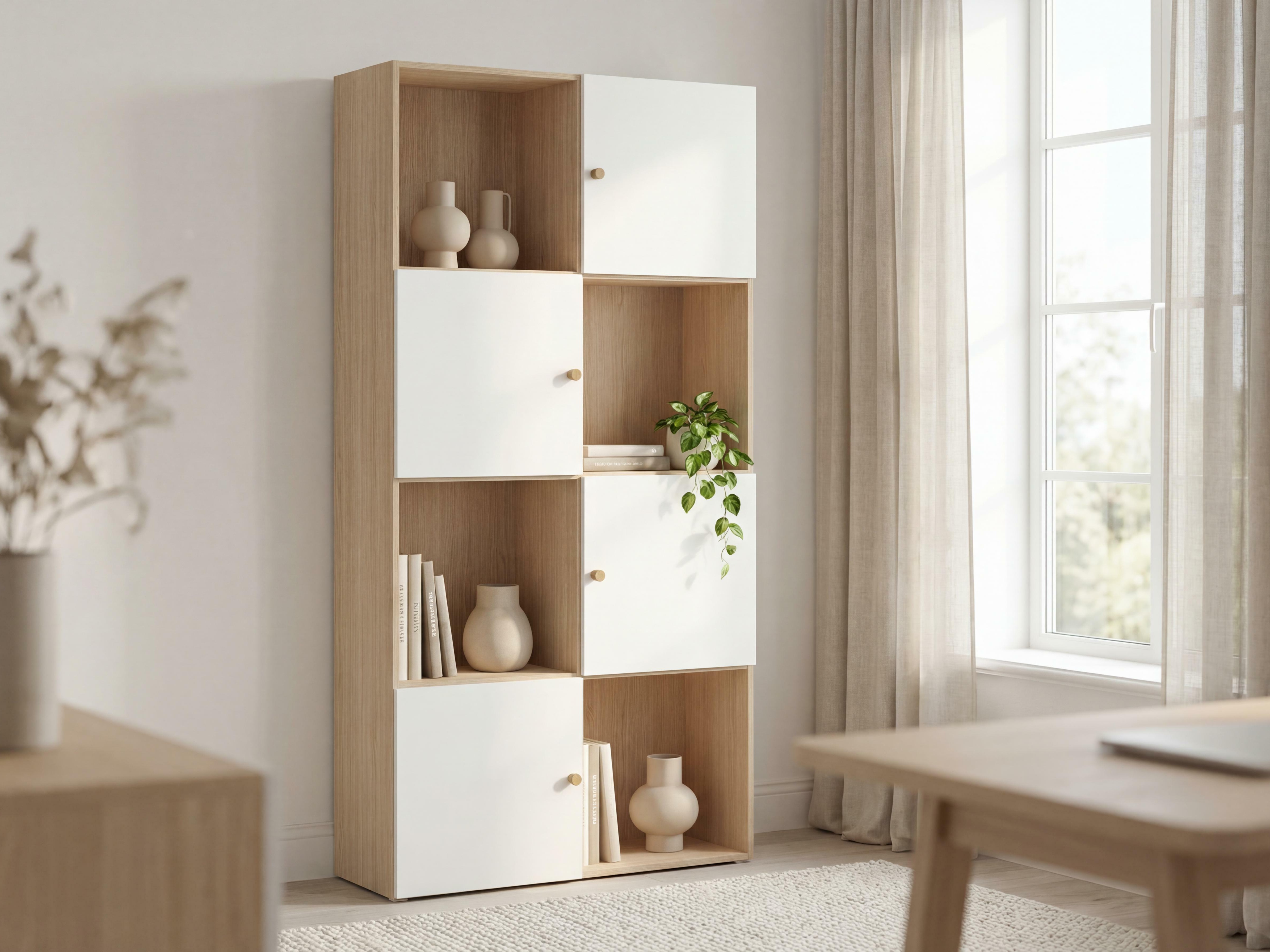 Könyvespolc Tornolo 121 (Világos tölgy + Fehér)