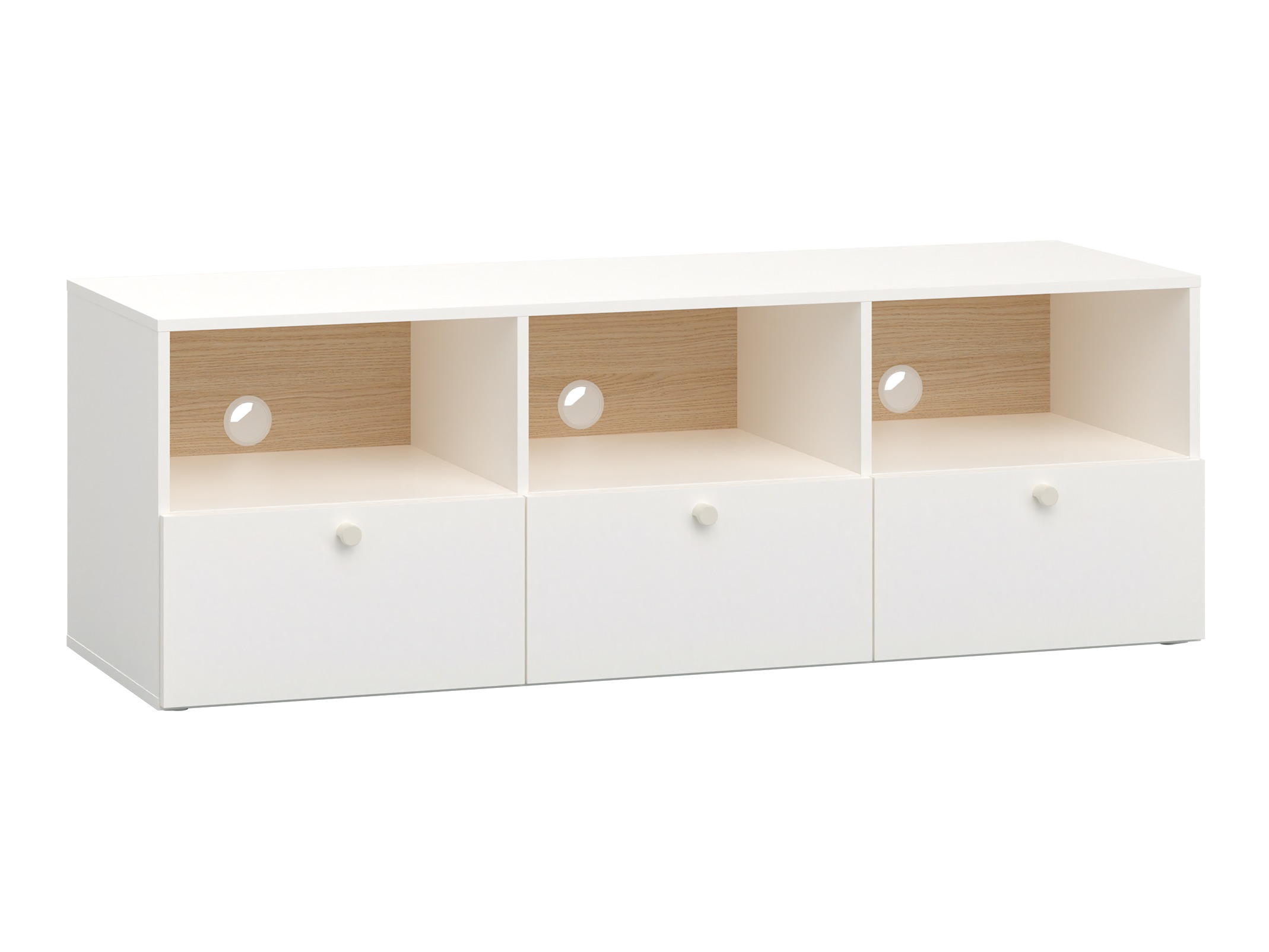 TV-állvány Tornolo 125 (Fehér + Világos tölgy)