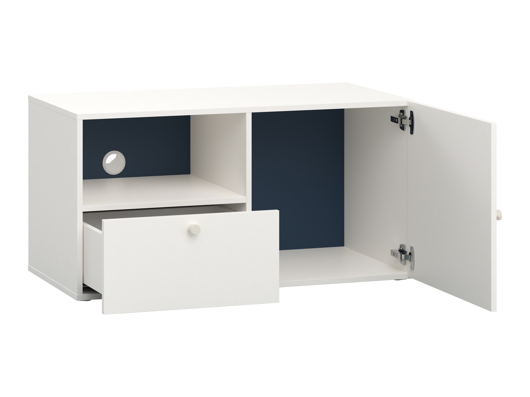 TV-állvány Tornolo 126 (Fehér + Indigó)