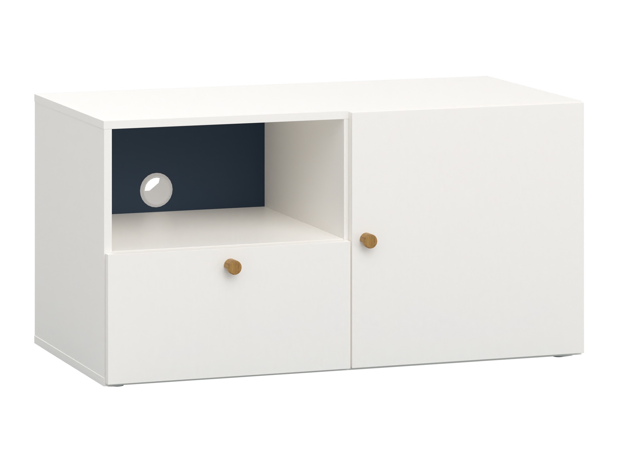 TV-állvány Tornolo 126 (Fehér + Indigó)